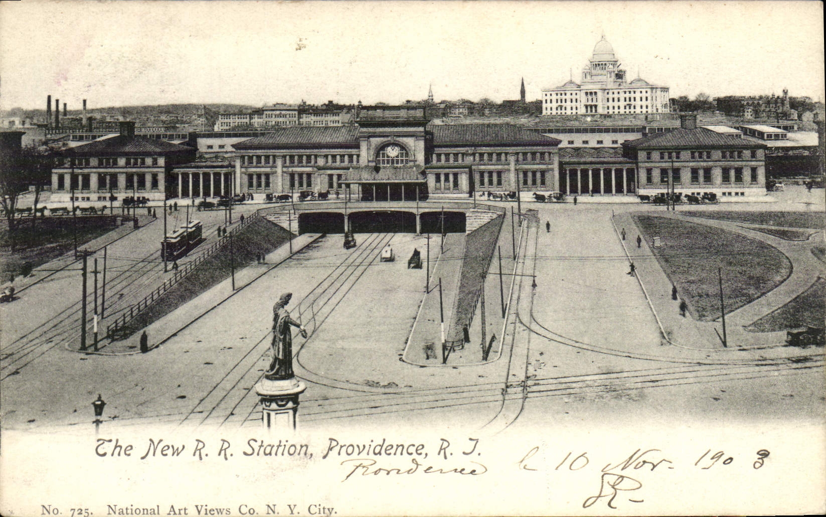 CPA The New R R Station Providence R I