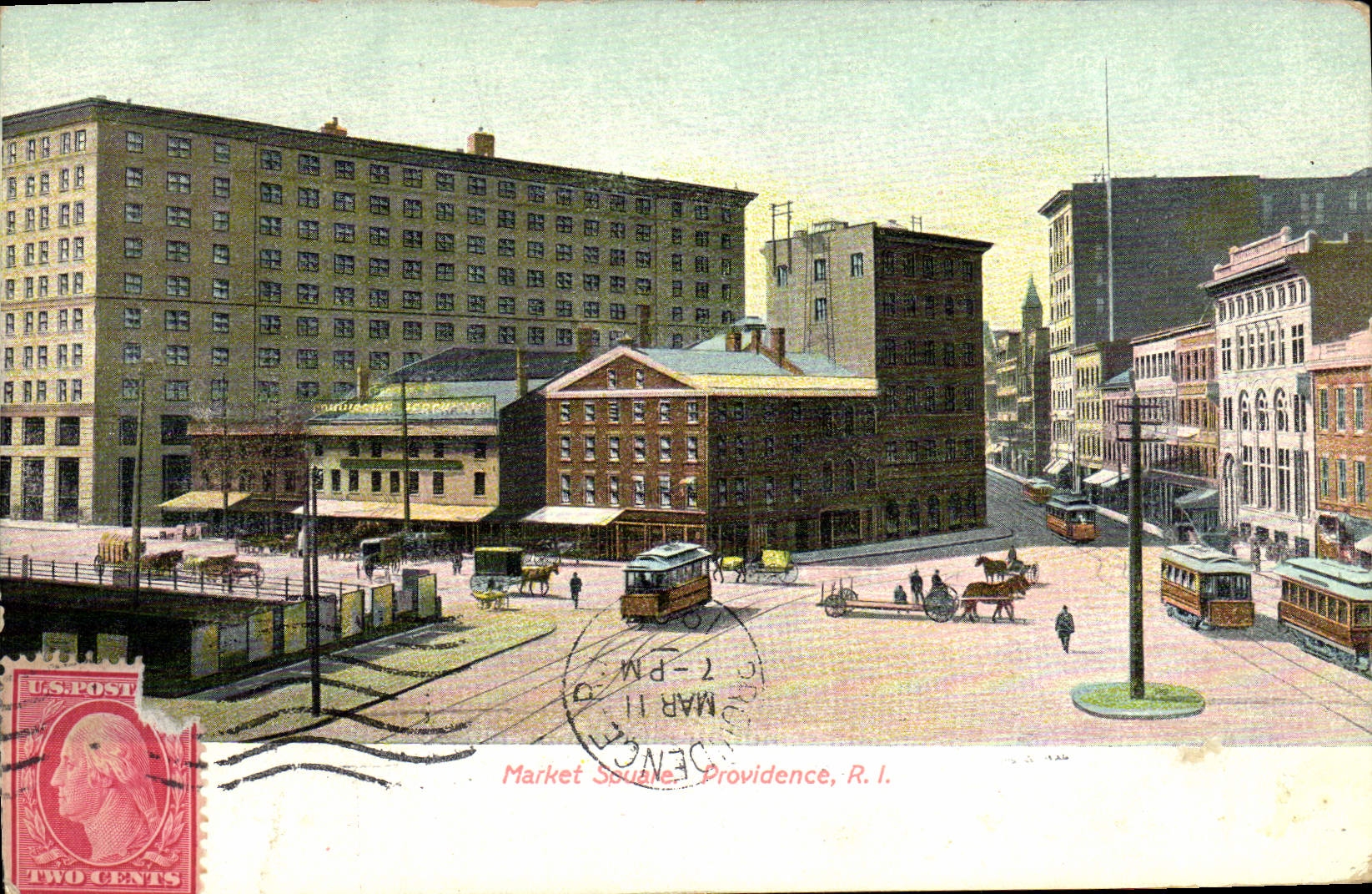 Tranvía de Providence R I del jardín público del mercado de la POSTAL de la VENDIMIA