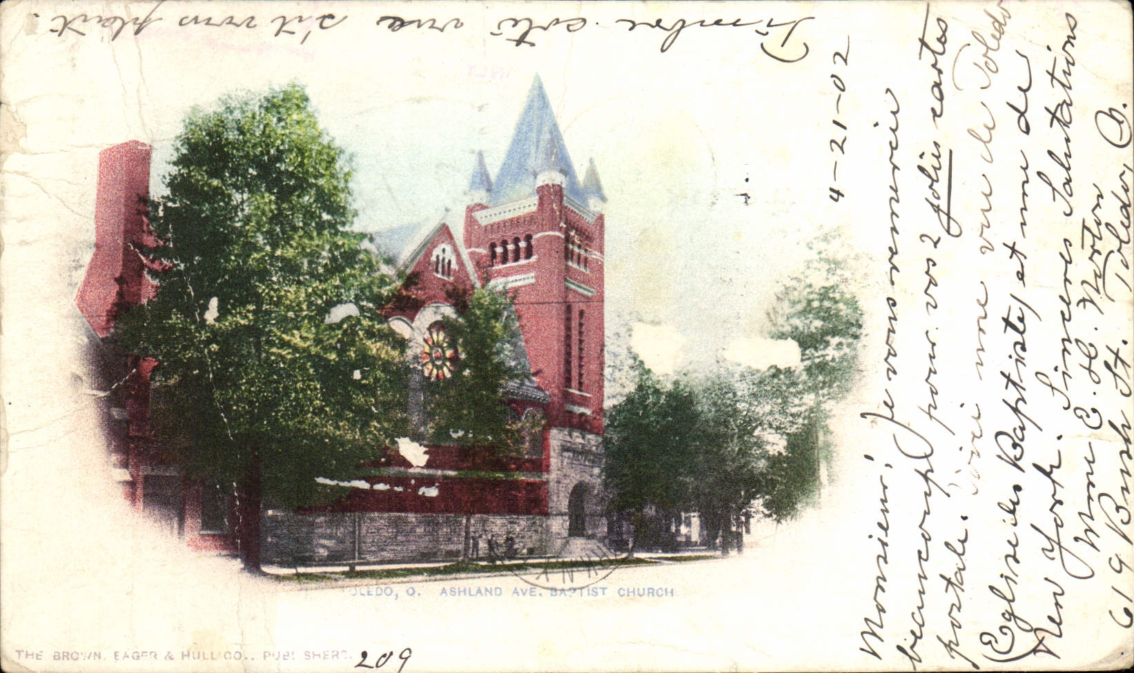 VINTAGE POSTCARD Toledo Ave Church Ashland Ave