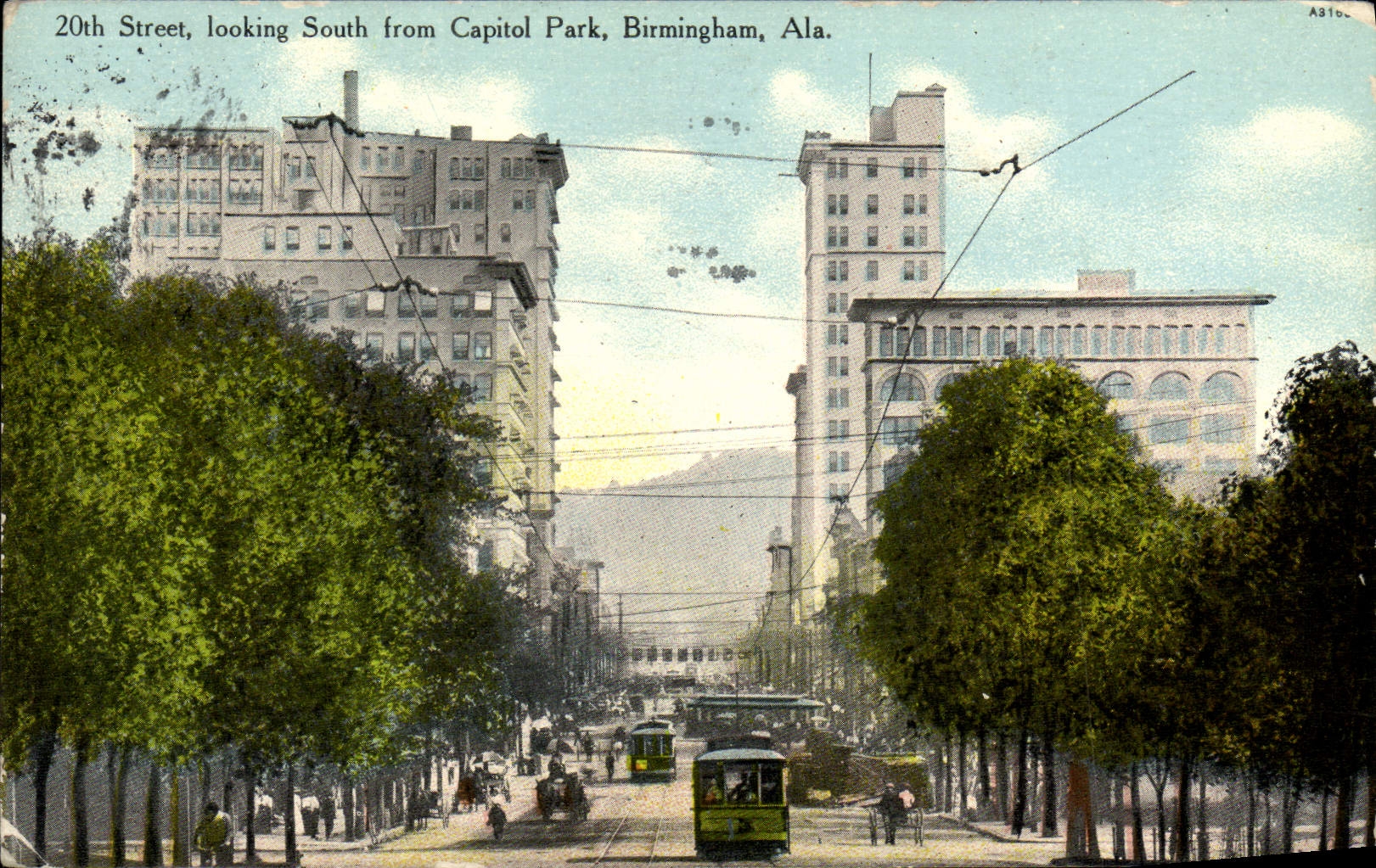 VINTAGE POSTCARD Street Looking South From Capital Park Birmingham Went