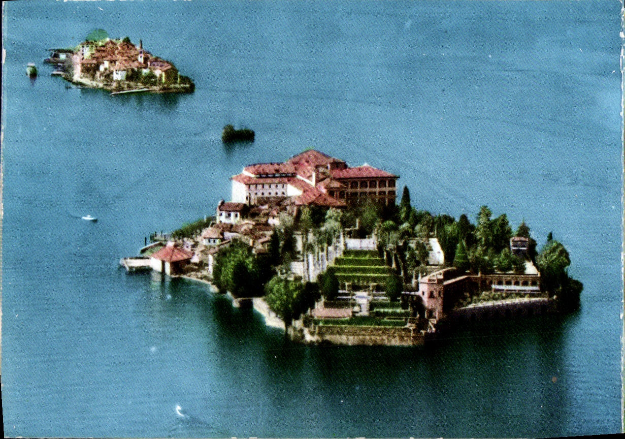 MODERN CARD Isola Bleated Lago Maggiore Isola Bleated Veduta Aerea
