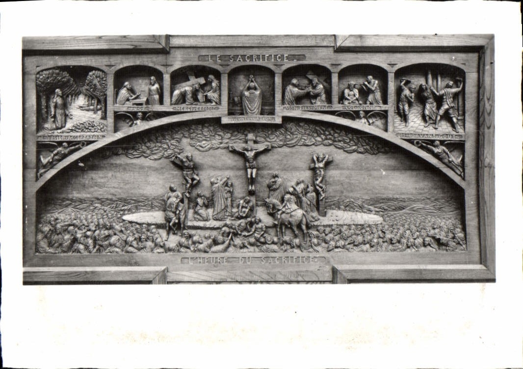 MODERN CARD Wood Carve Cancale Exposition Quemerais Abbot the hour of the sacrifice