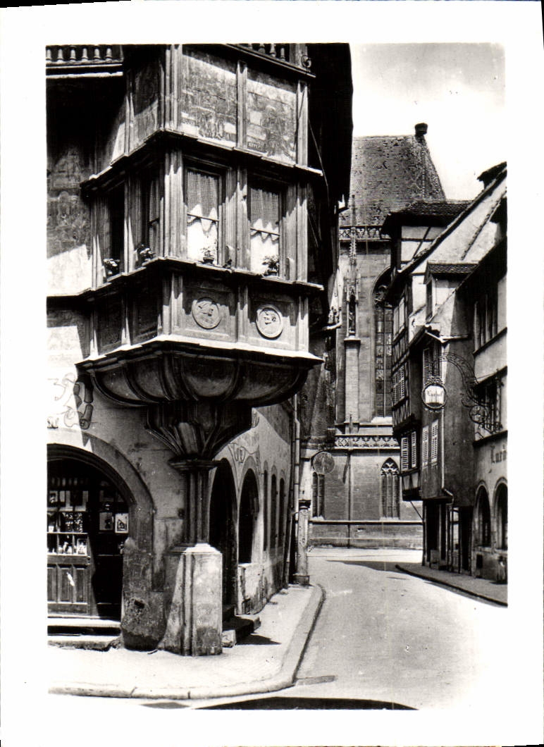 MODERN CARD Colmar Street Merciere with house Pfister and Cathedrale