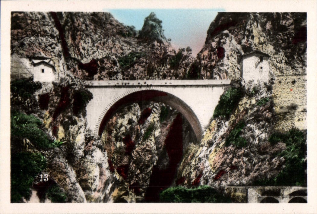 POSTAL MODERNA Menton la frontera italiana libre de St. Louis del puente