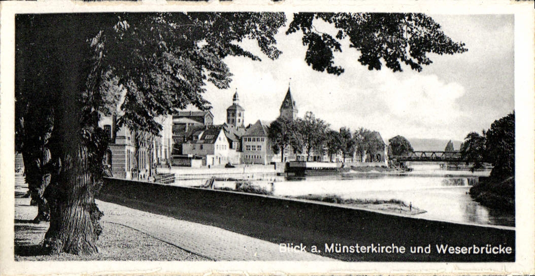 MODERN CARD Hameln year der Weser Blick has Munsterkirche und Weserbrucke