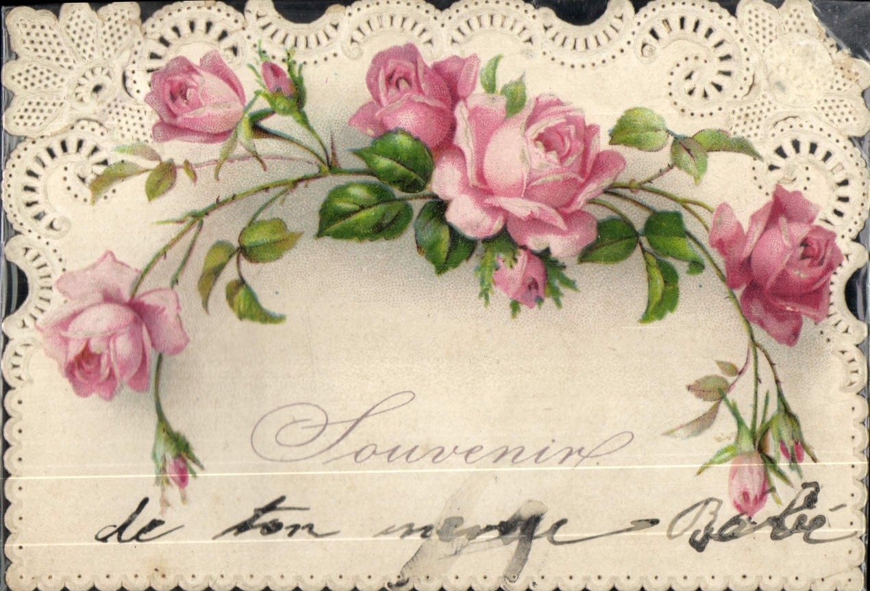 CPA Fantaisie Brodee Fleurs 