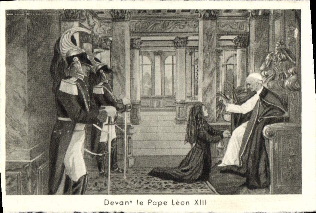 MODERN CARD In front of the pope Leon XIII co. Therese
