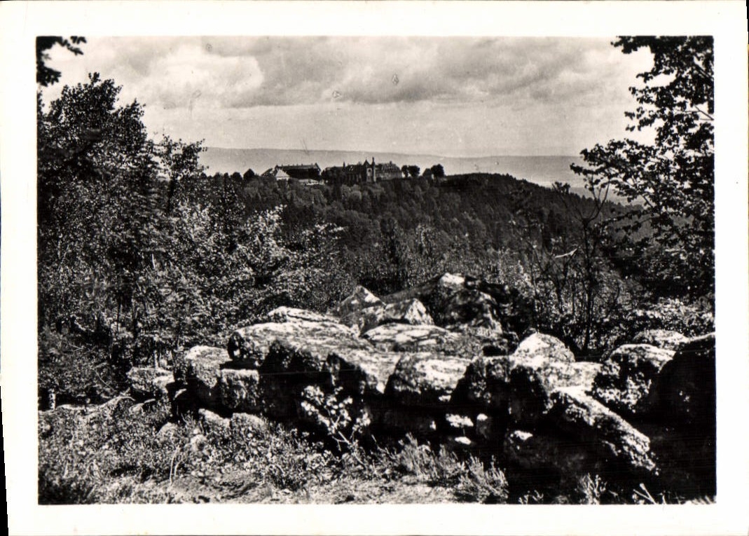 MODERN CARD Mount Sainte Odile the Pagan Wall with sight on the Convent