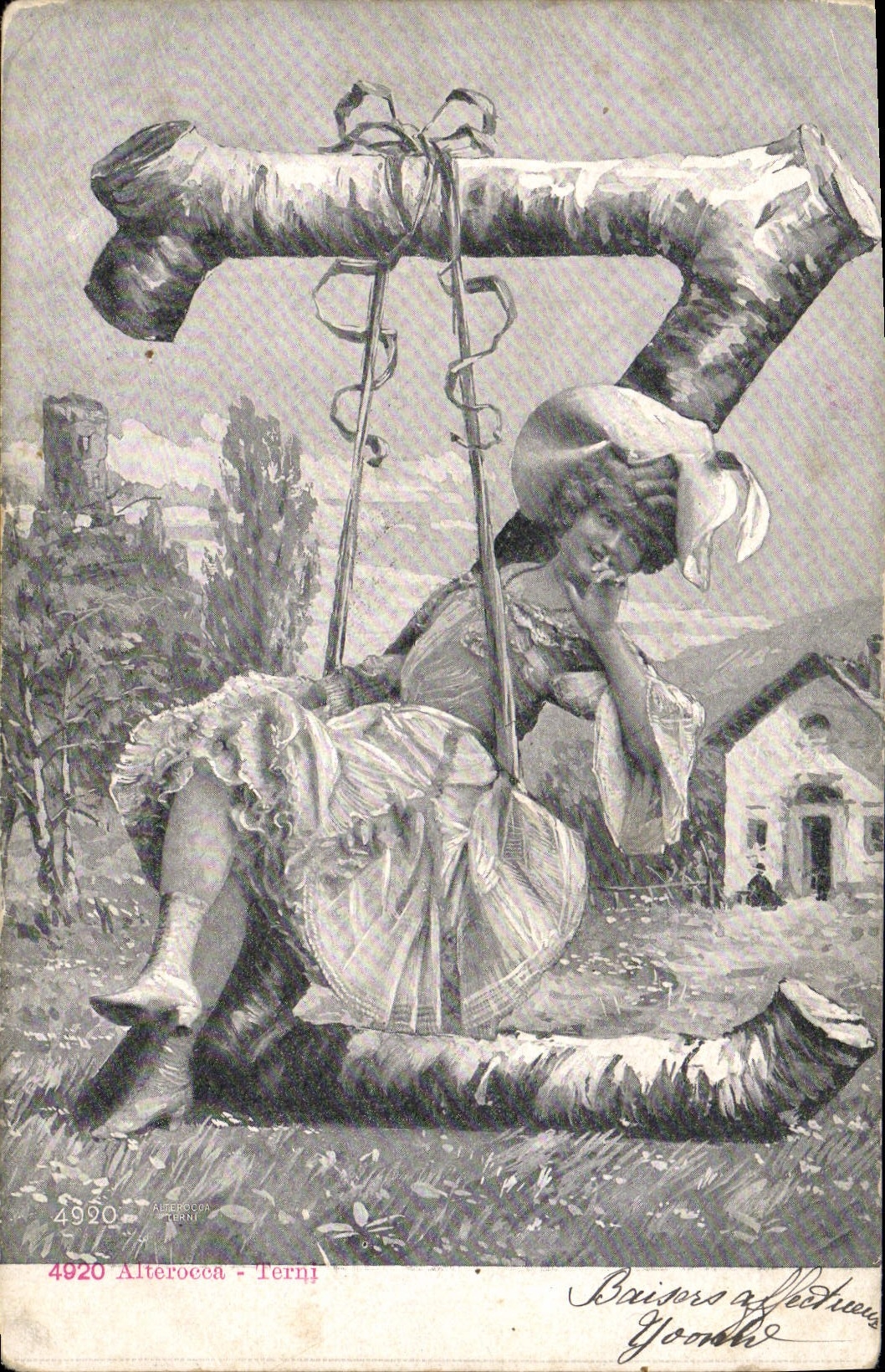 VINTAGE POSTCARD Fantasy Woman Espalais Seal