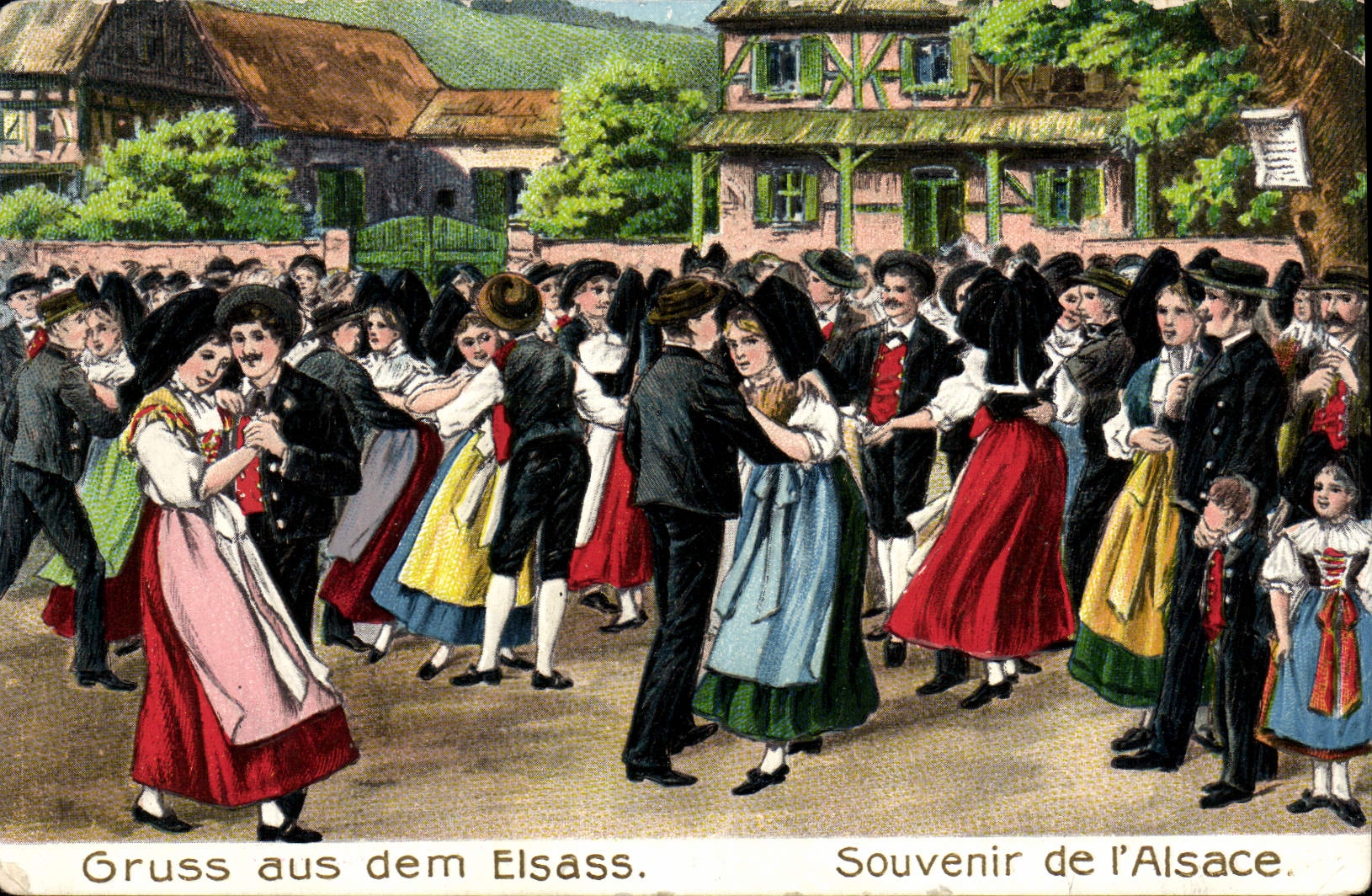 CPA Gruss aus dem Elsass Souvenir de l'Alsace Folklore