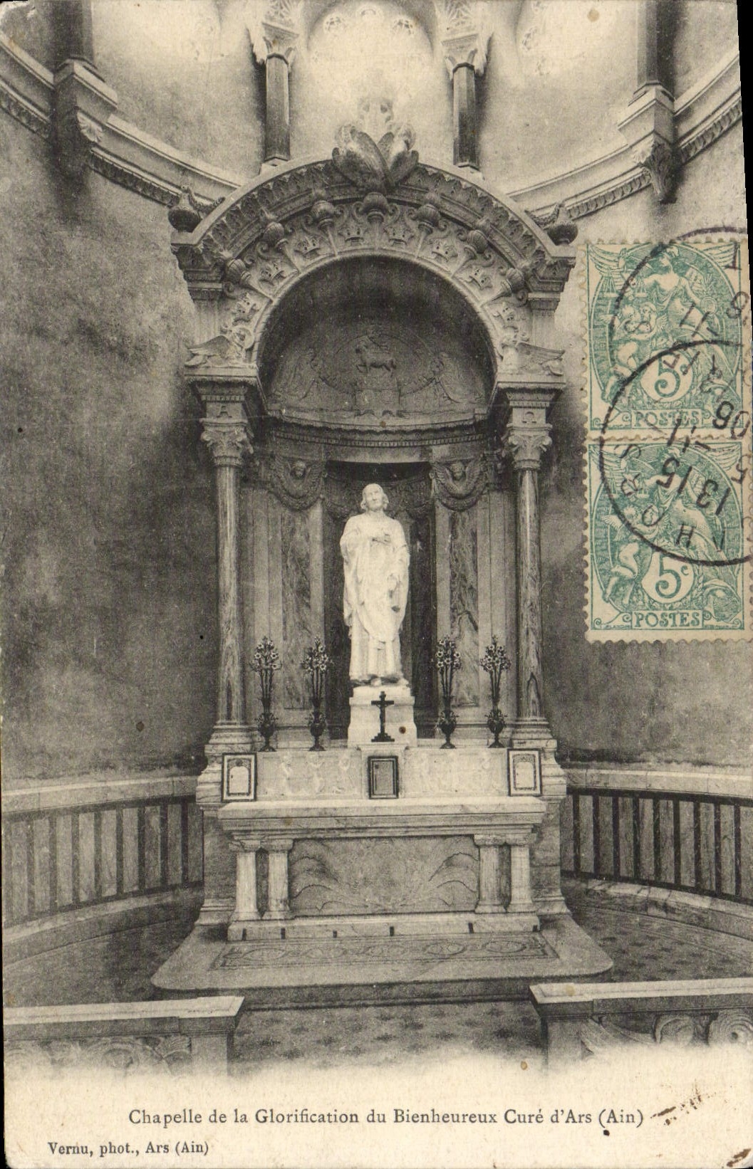 VINTAGE POSTCARD Chapelle of Glorification of Happy Cleans of Ars