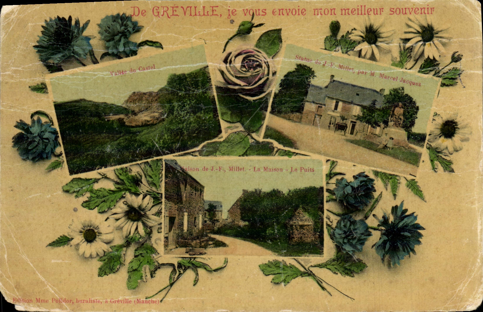 CPA De Greville ie vous envoie mon meilleur souvenir