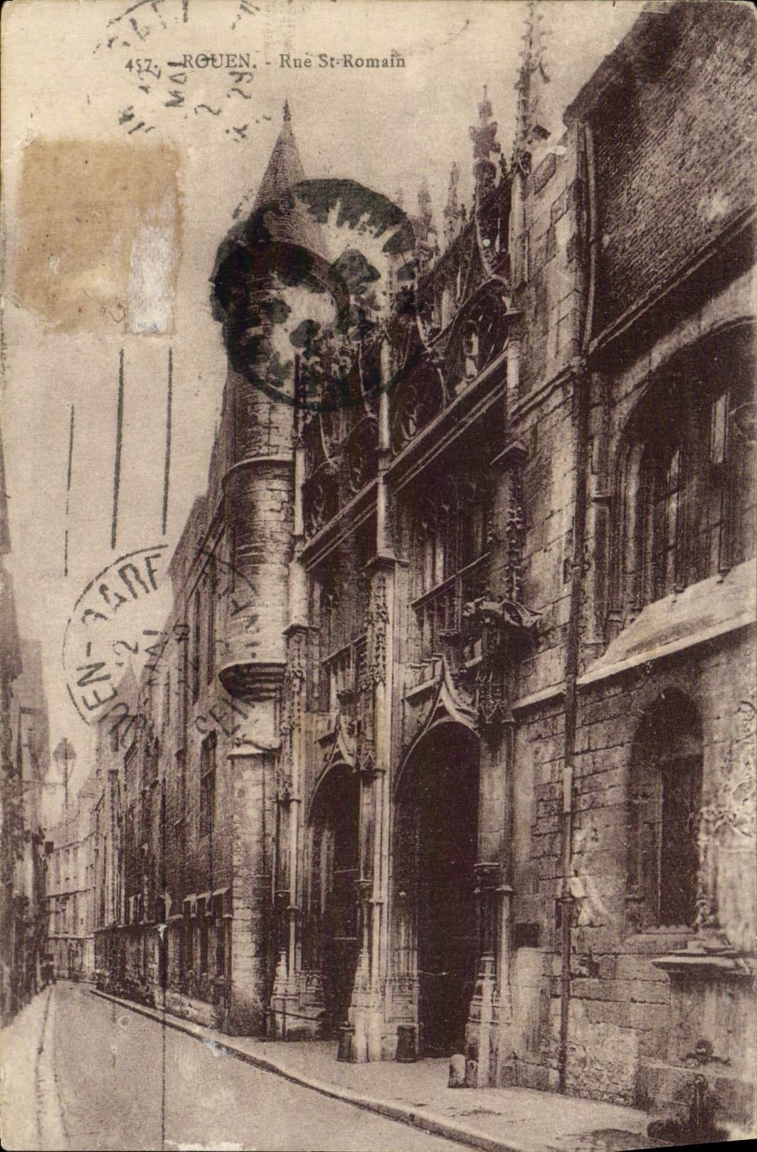 VINTAGE POSTCARD Rouen Street St Romain