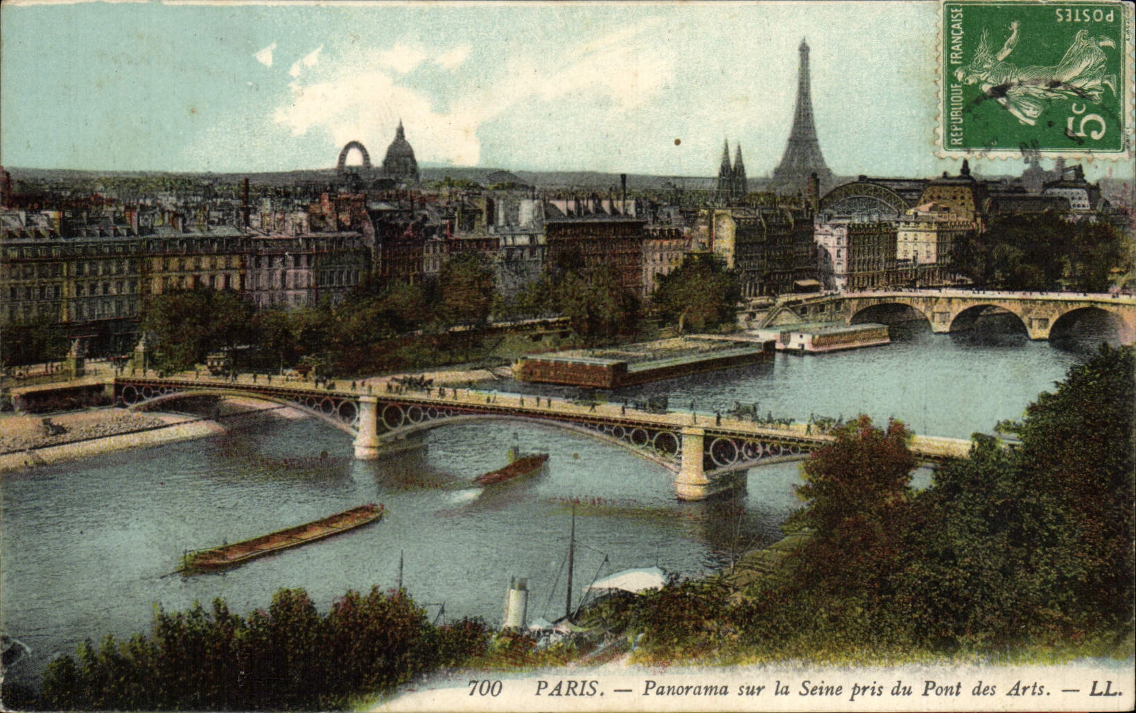 VINTAGE POSTCARD Paris Panorama On the Seine Taken Of the Bridge Of Arts Eiffel Tower