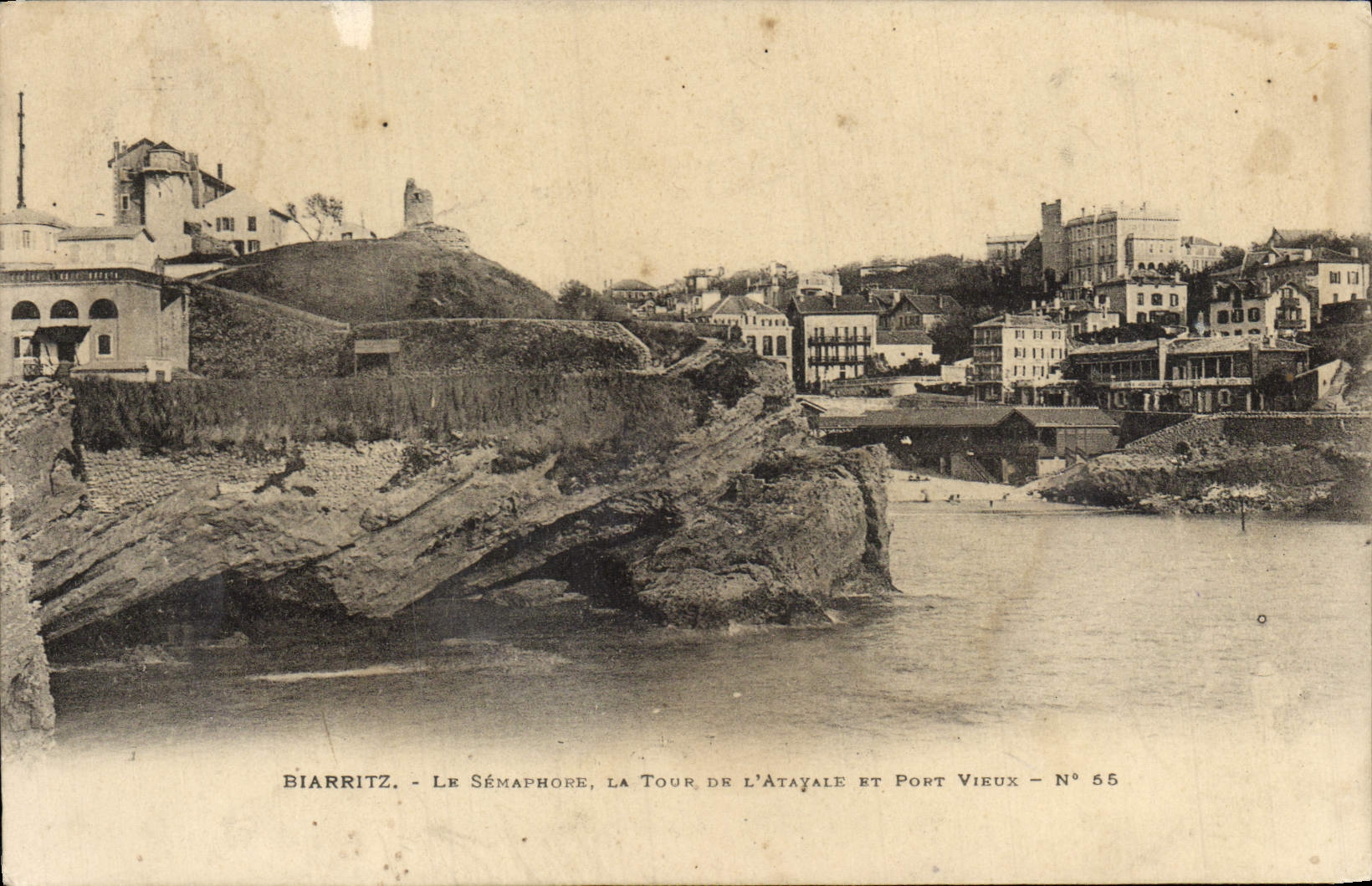 VINTAGE POSTCARD Biarritz Srmaphore the Tower Of Atayale And Pont BVieux