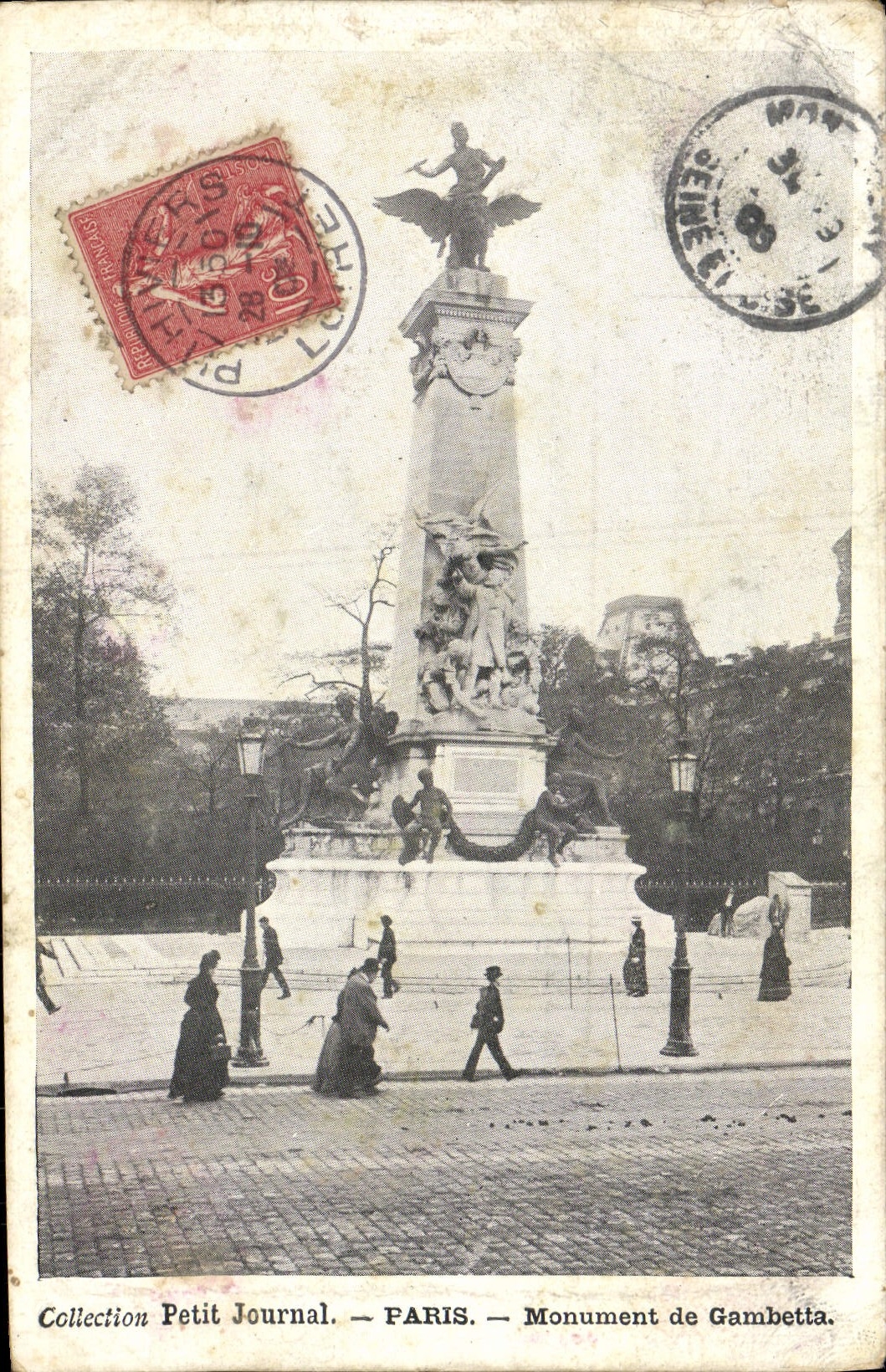 VINTAGE POSTCARD Collection Small Newspaper Paris Monument of Gambetta