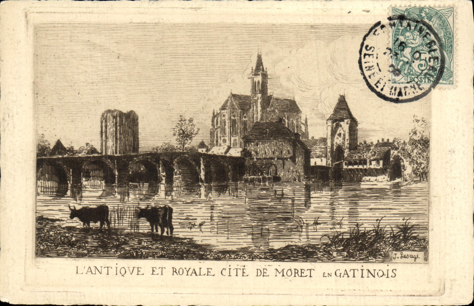 VINTAGE POSTCARD the antique And Royal ISCED De Moret In Gatinois