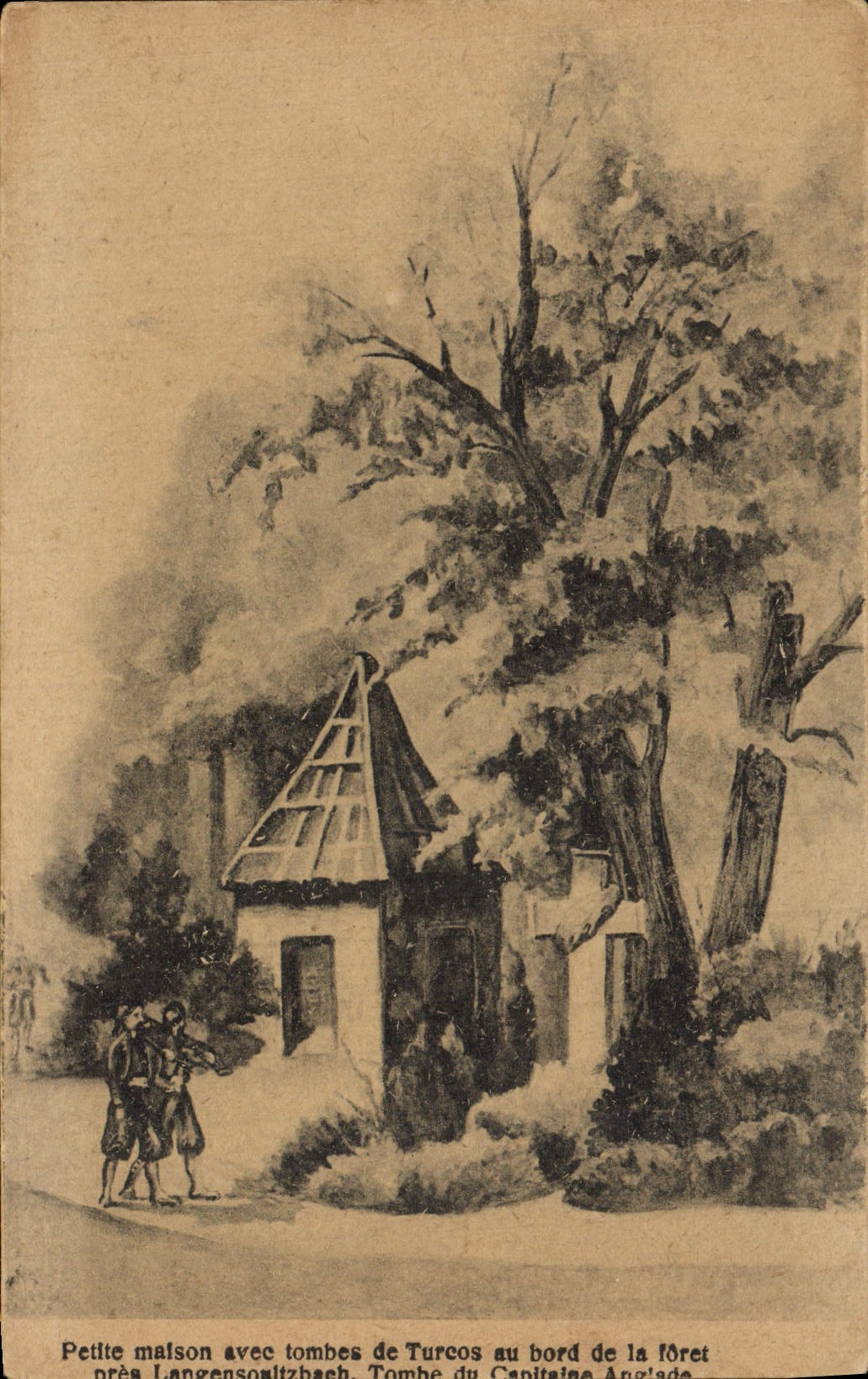 VINTAGE POSTCARD Small house With Tombs De Turcos At the edge of the Drill Close Langensoltzbach