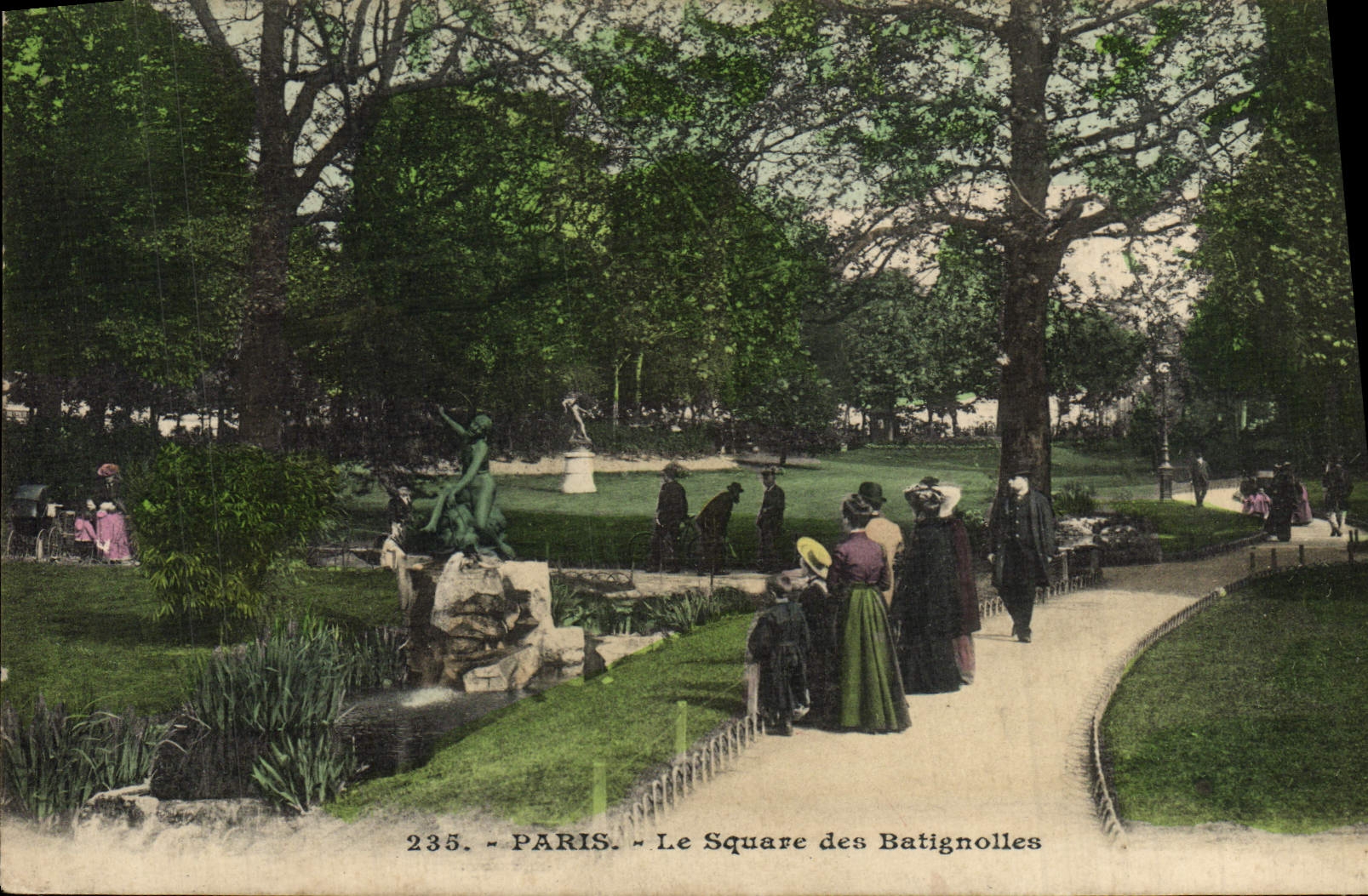 VINTAGE POSTCARD Paris the Public garden Of Batignolles