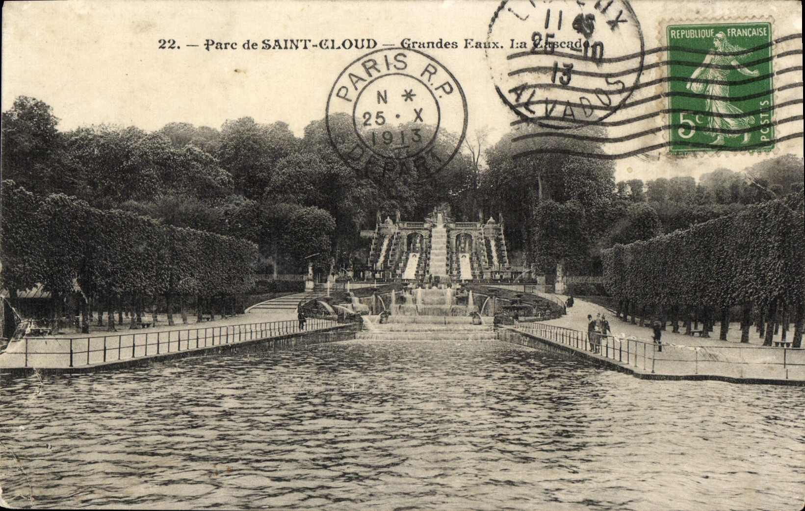 VINTAGE POSTCARD Park Of Cloud Saint Large Water the Cascade