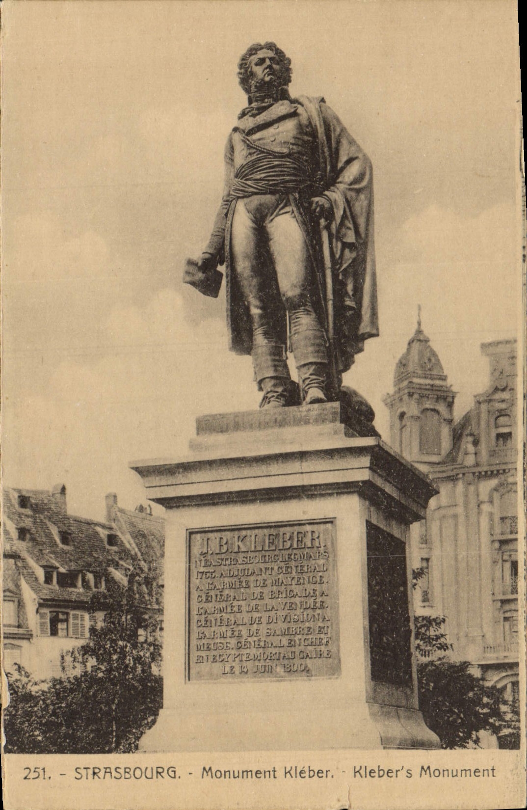 Monumento de Starsbourg Kleber de la POSTAL de la VENDIMIA