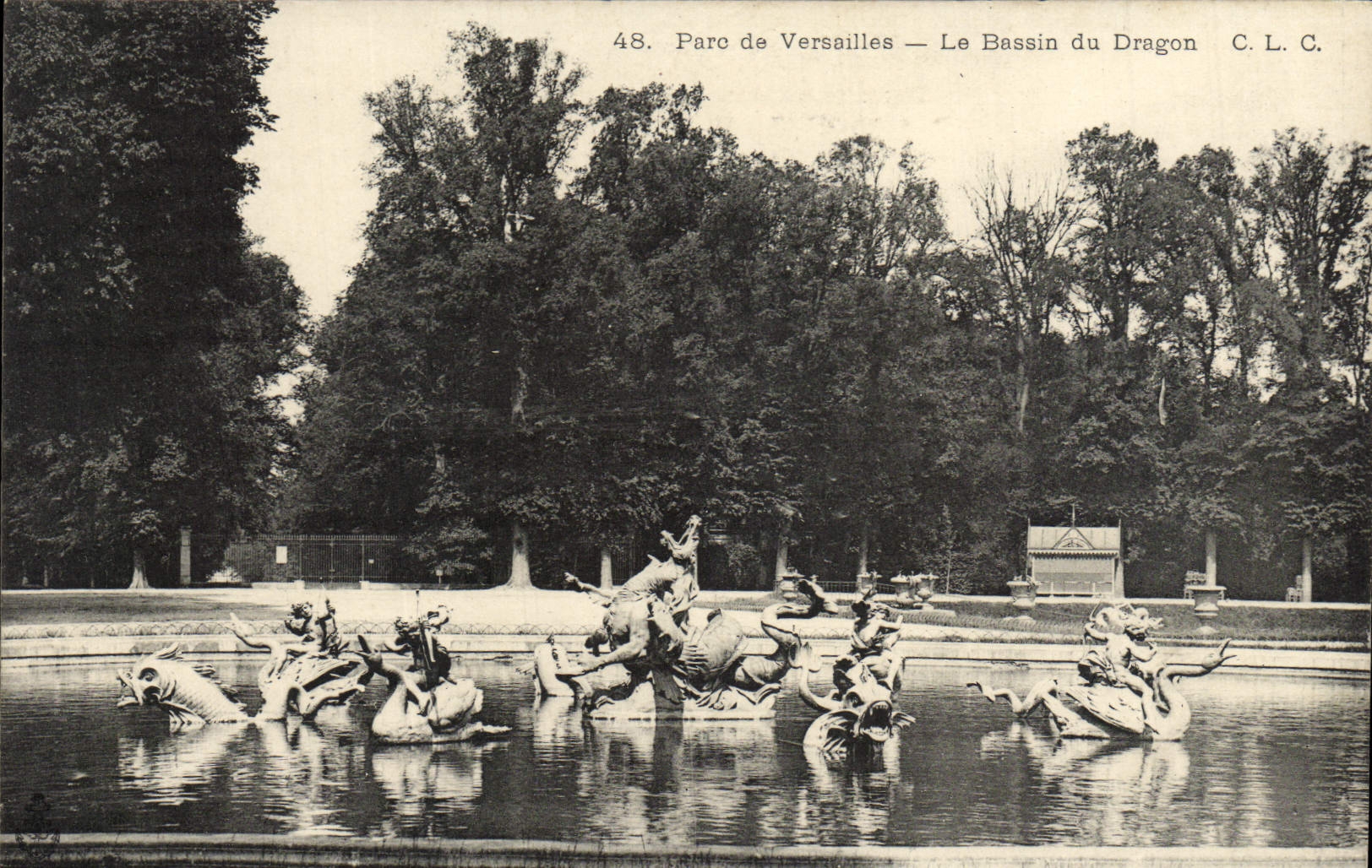 VINTAGE POSTCARD Park of Versailles the Basin Of Dragon