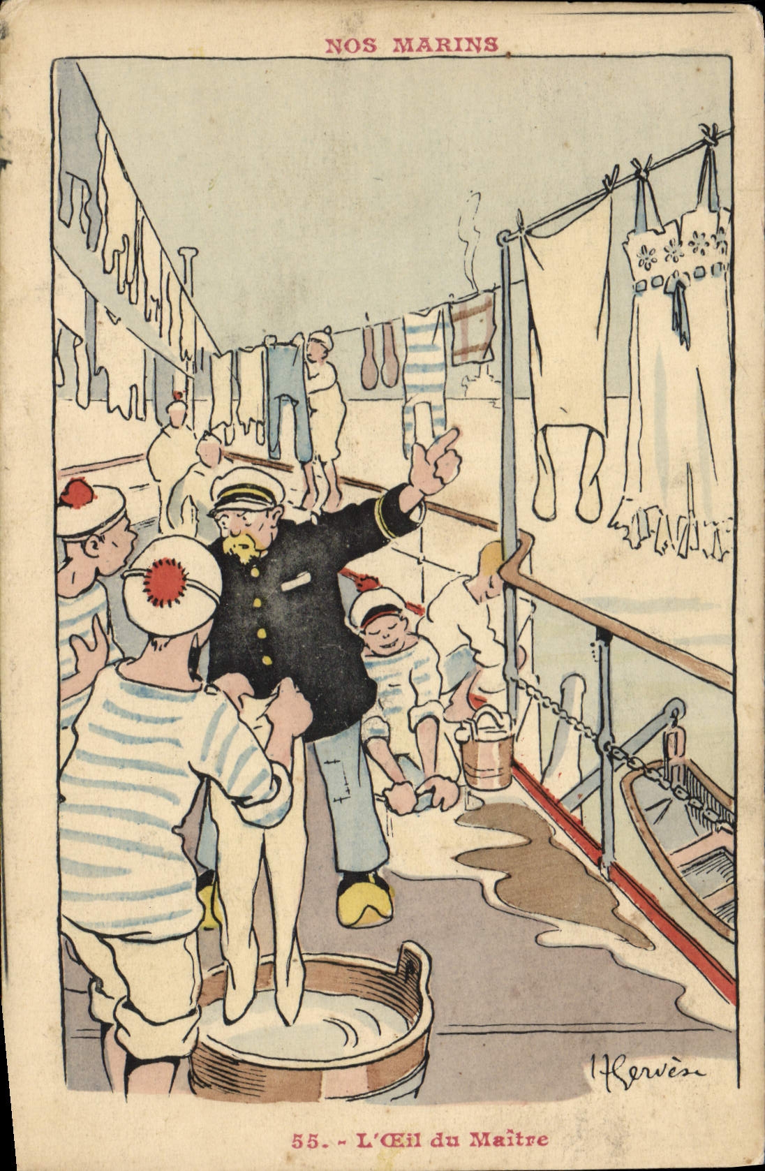 CPA Gervese Nos Marins L'oeil du maitre Illustrateur Bateau