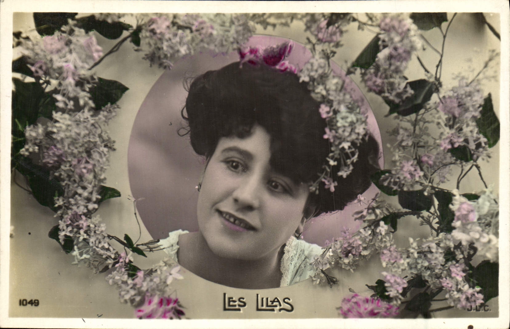 VINTAGE POSTCARD Fantasy Woman Lilacs