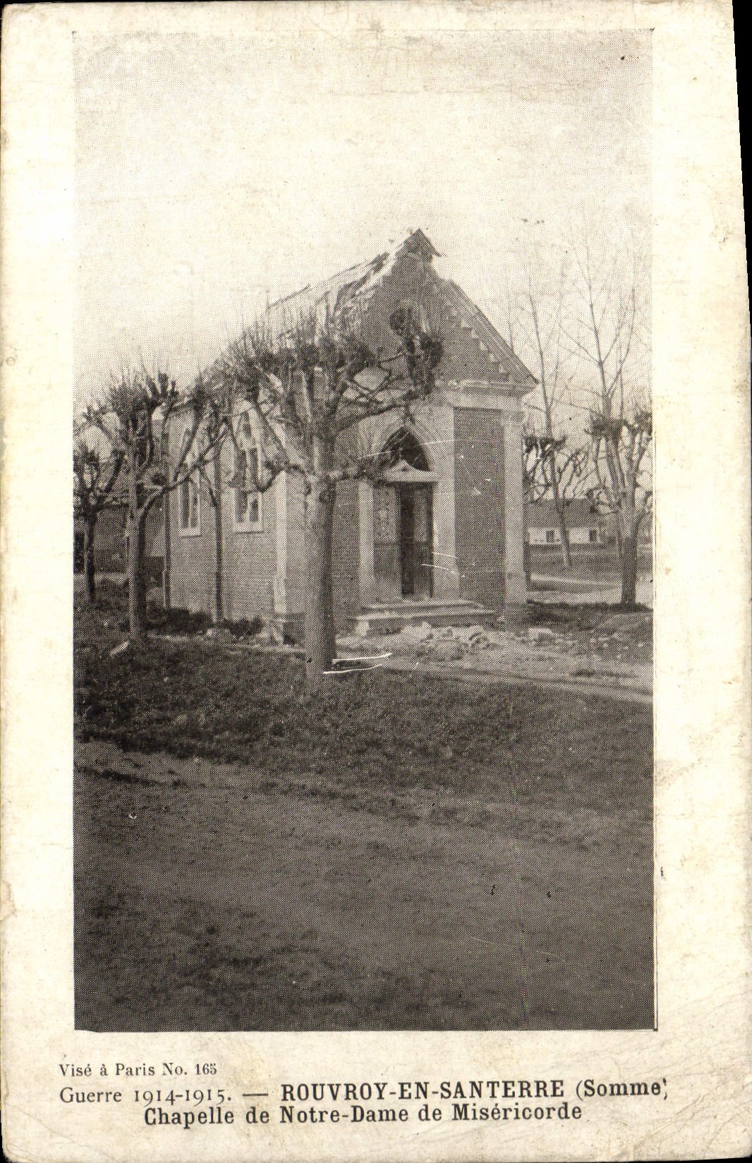 POSTAL Rouvroy de la VENDIMIA en la cámara acorazada de Santerre de Notre Dame De Misericorde Militaria