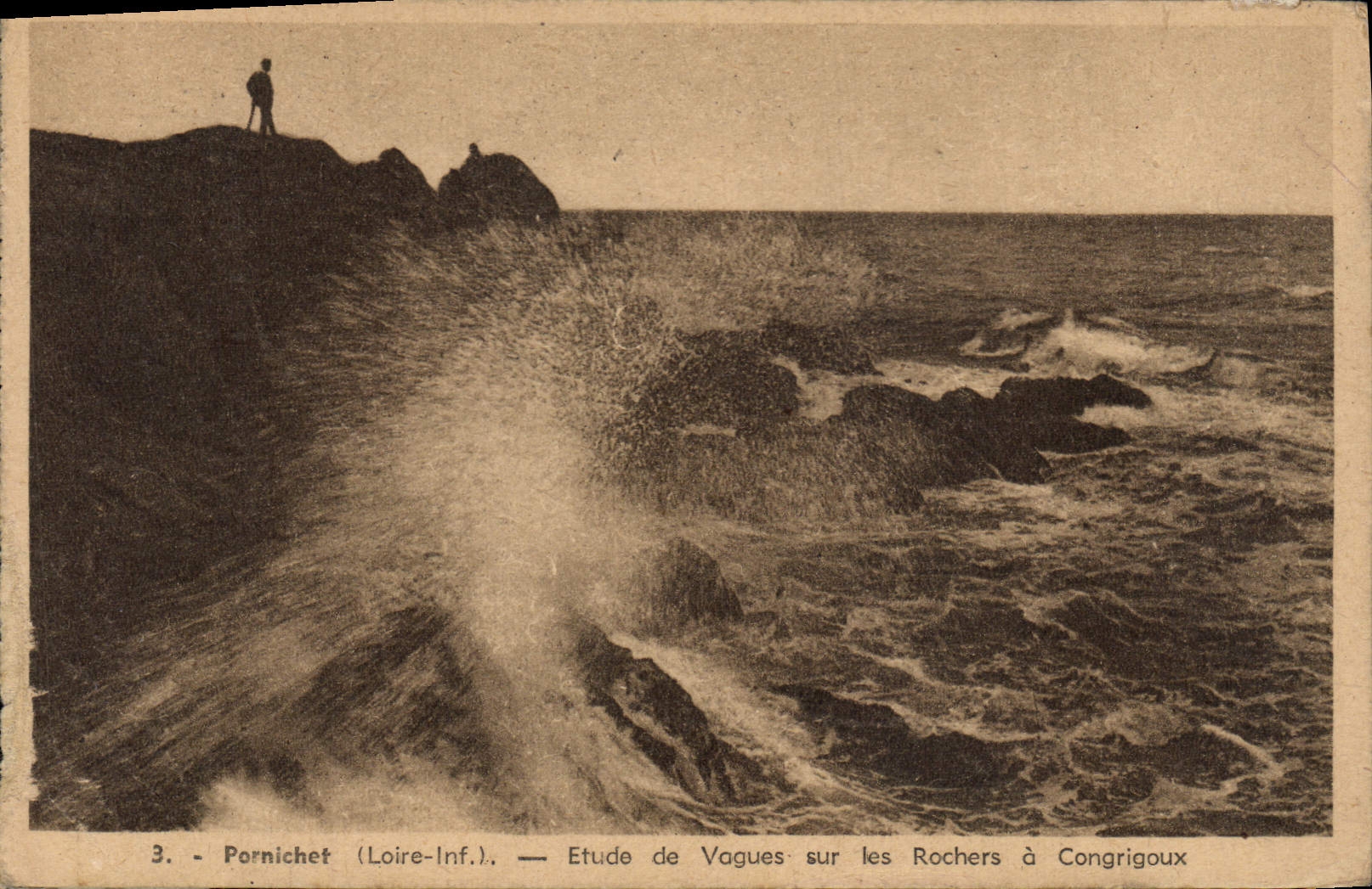 VINTAGE POSTCARD Pomichet Details Vague on Rocks