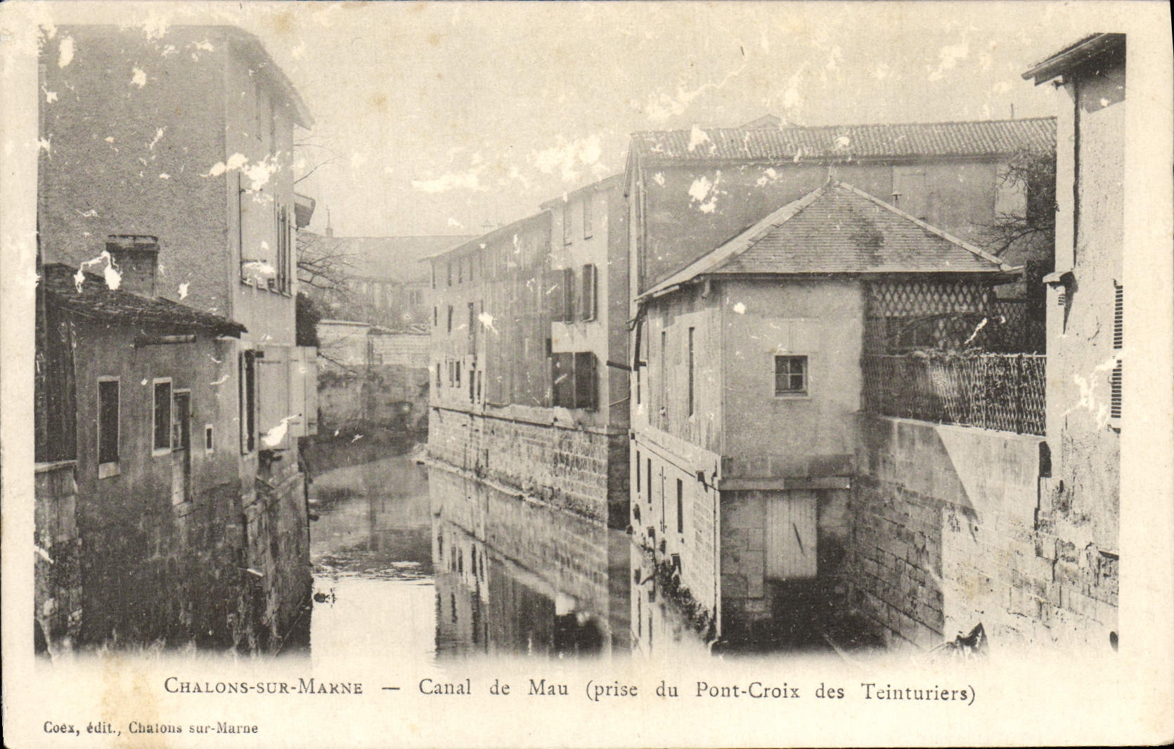 VINTAGE POSTCARD Trawl-nets on the Marne Canal of Mau taken of the Bridge Cross of the Dyers