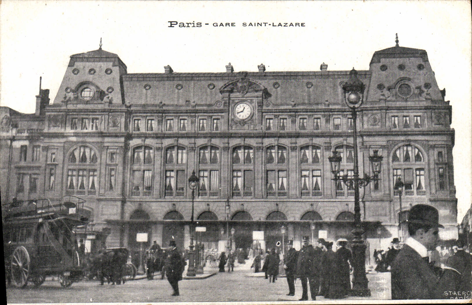VINTAGE POSTCARD Paris Parks Lazare Sainte