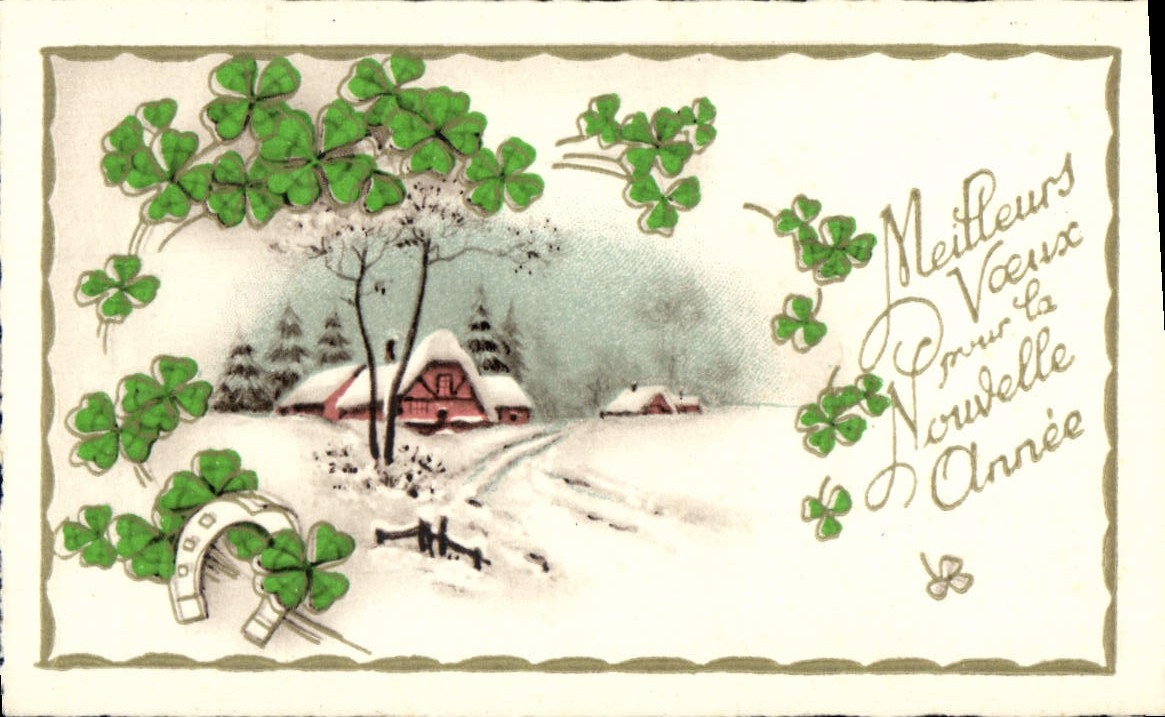 CPA Fantaisie Fleurs Fer a cheval