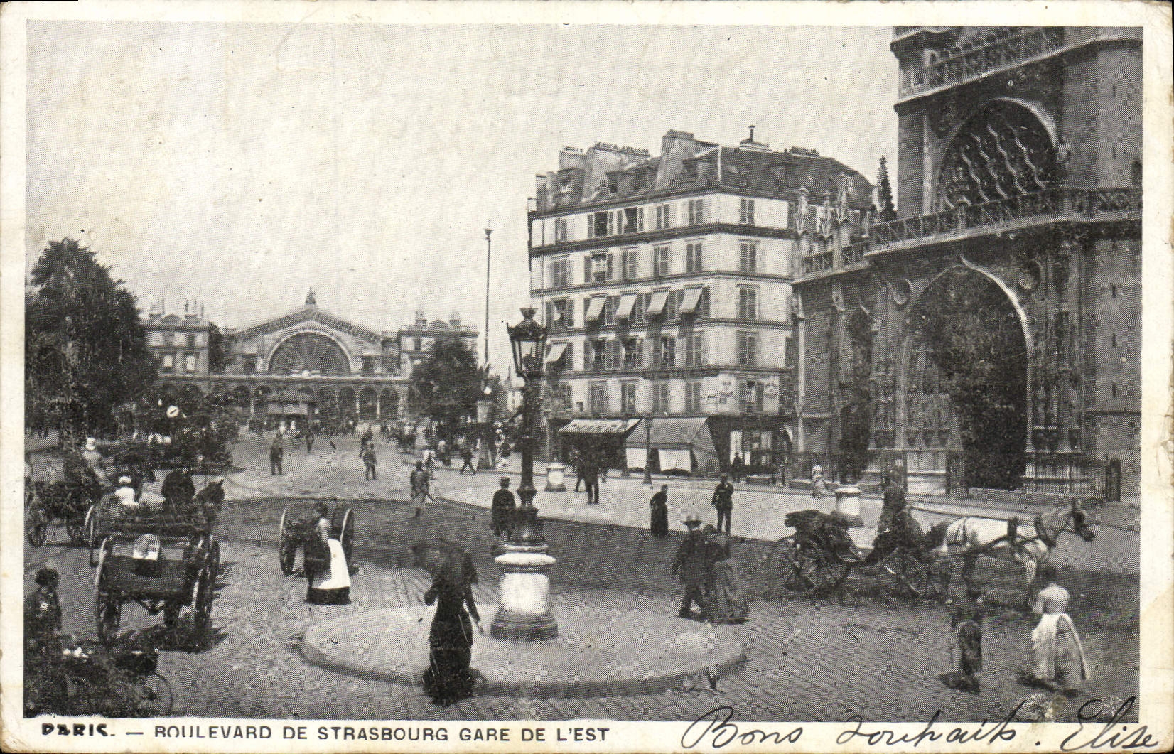 VINTAGE POSTCARD Paris Boulevard Of Strasbourg Gare Is