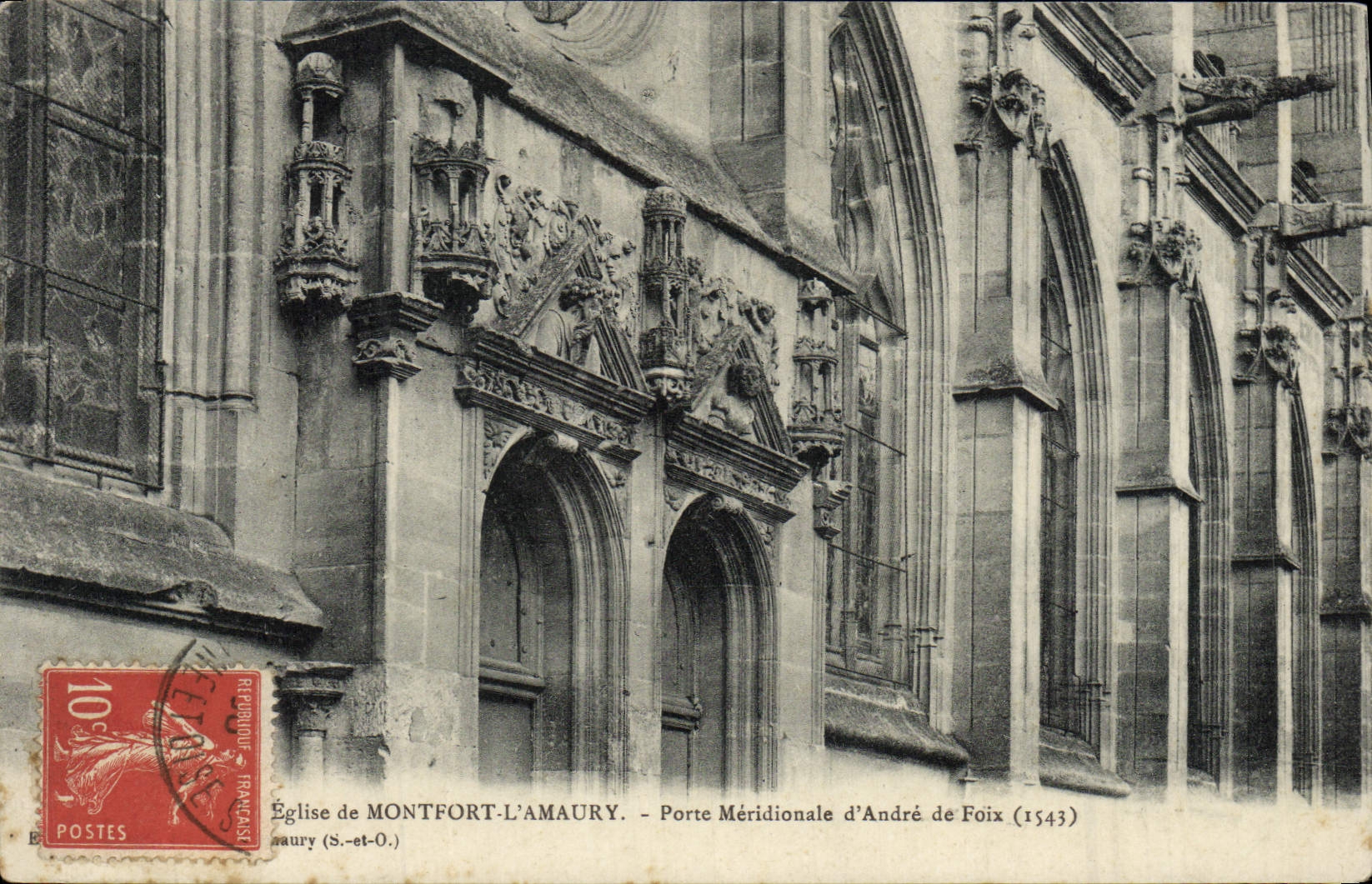 VINTAGE POSTCARD Eglise of Montfort Amaury Carries Southernmost of Andre de Foix