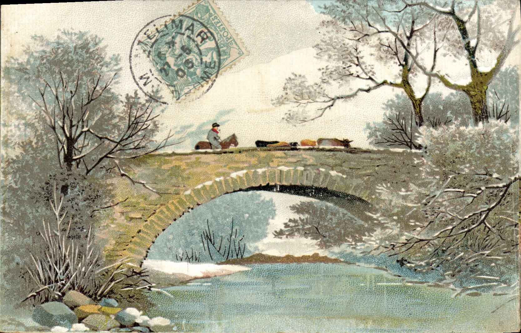 VINTAGE POSTCARD Fantasy Peasant and oxen