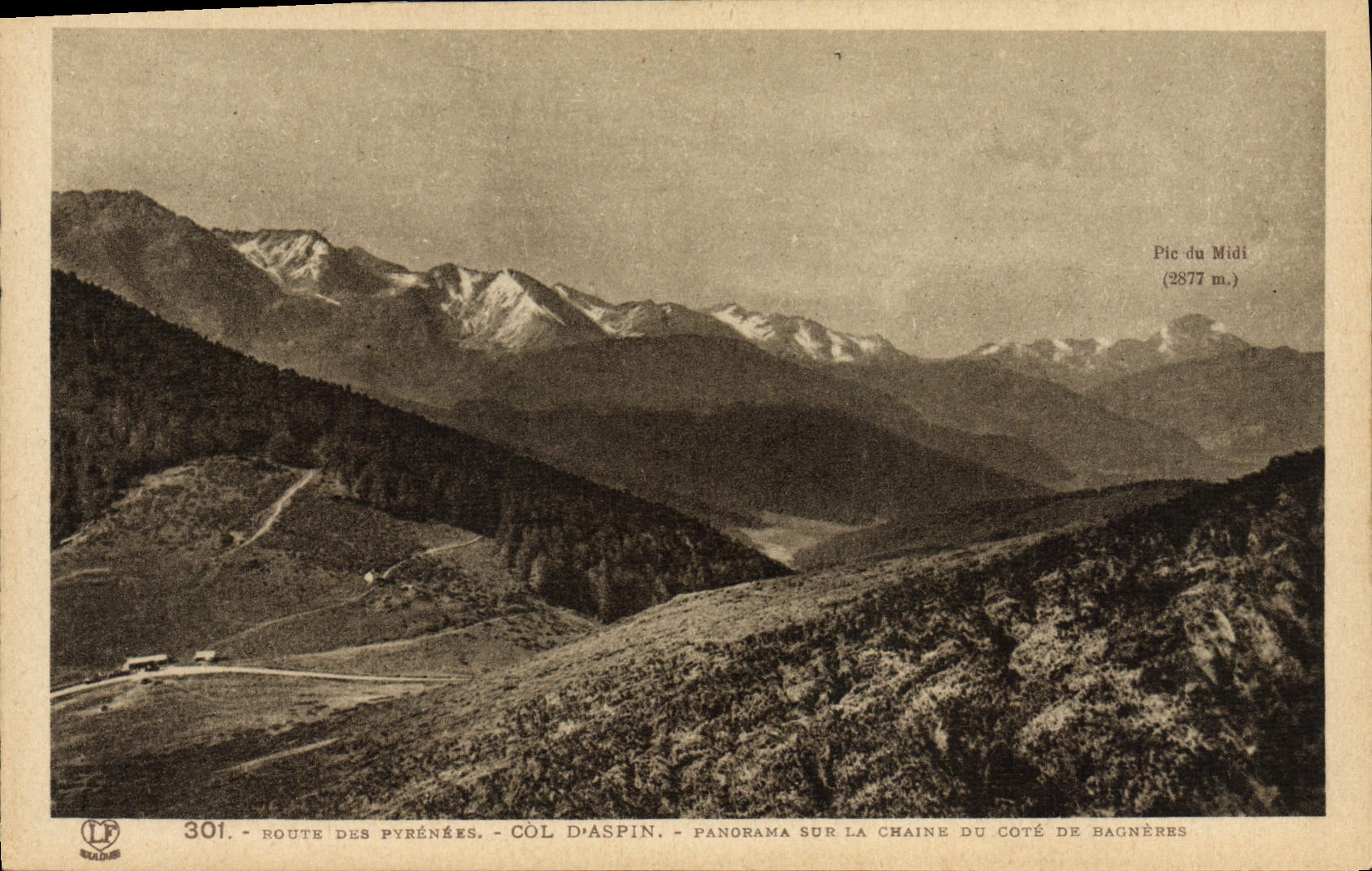 CPA Route des Pyrenees Col d'Aspin Panorama sur la chaine du cote de Bagneres
