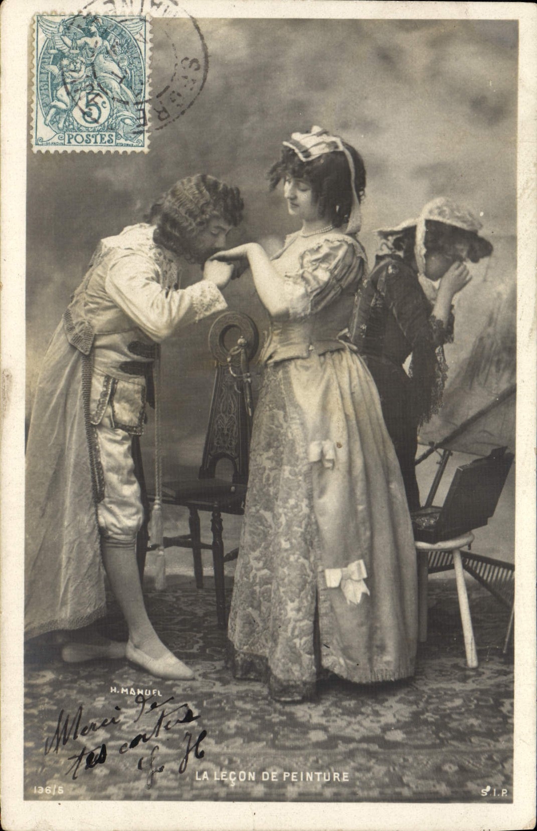 VINTAGE POSTCARD the Lesson Of Painting Woman