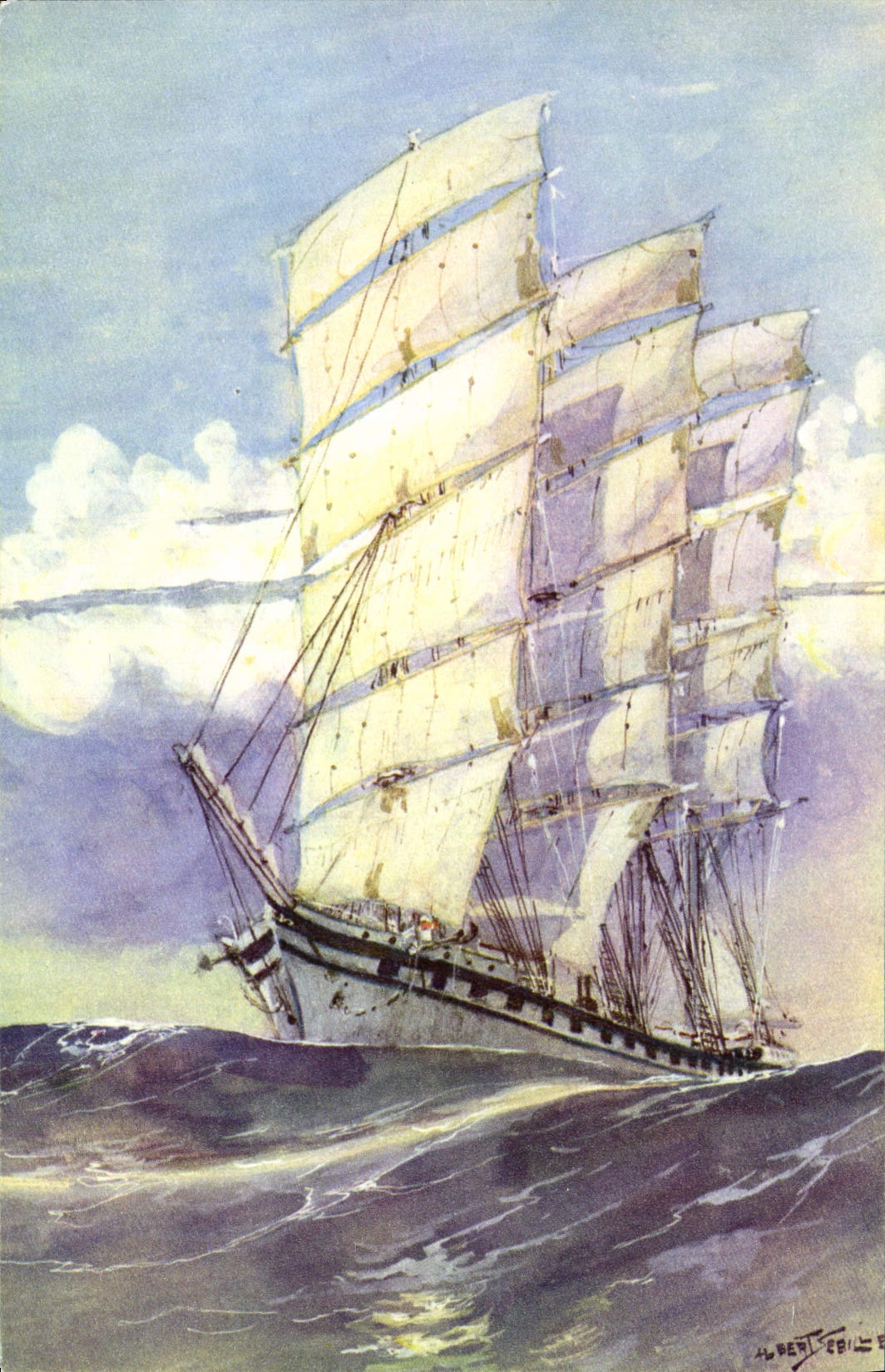 MODERN CARD Sailing Bateau 19th has Wooden bowl