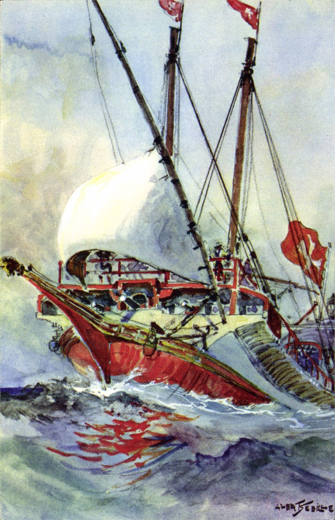 MODERN CARD Galere of Malta louis XIV Wooden bowl