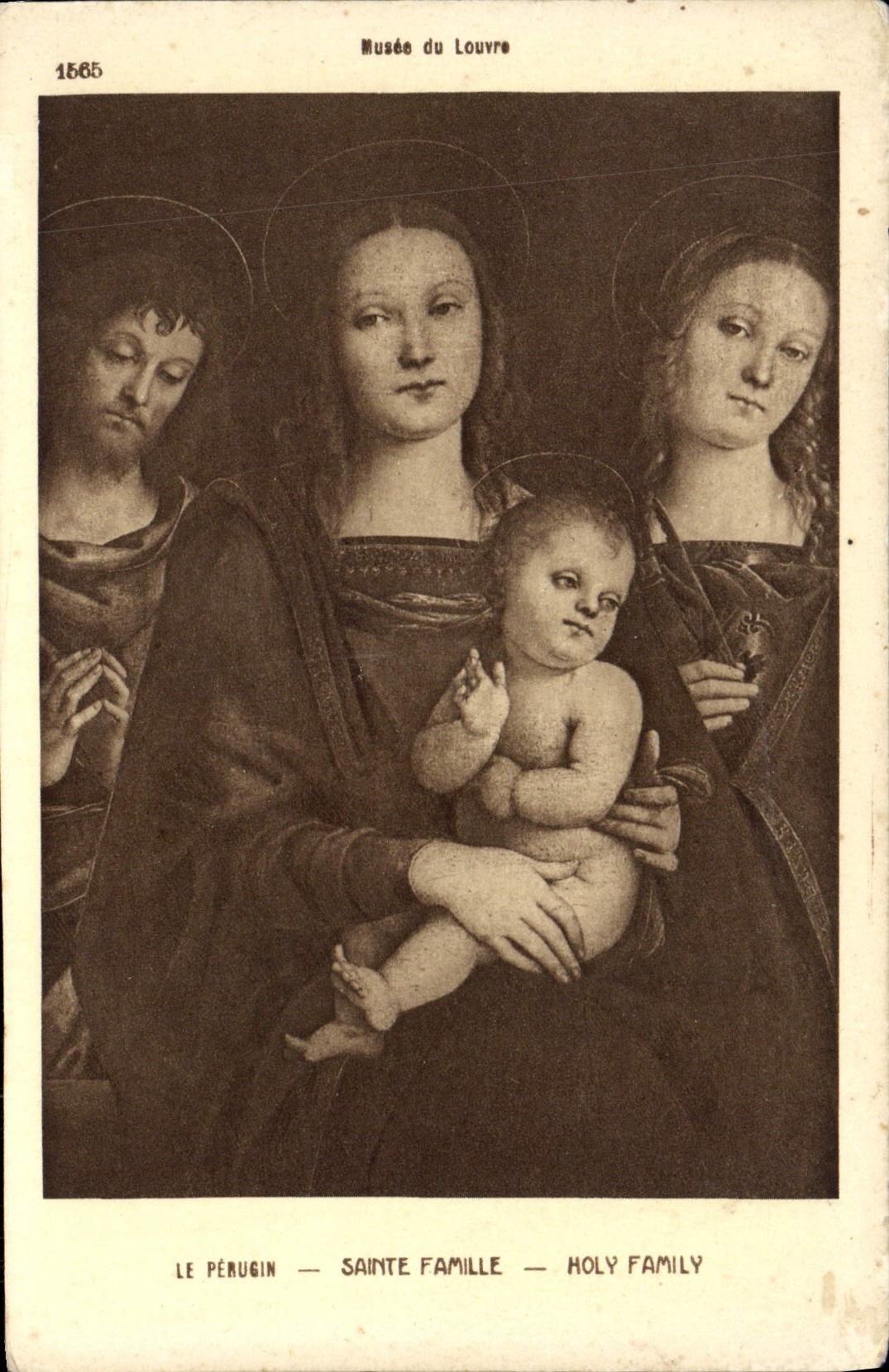 VINTAGE POSTCARD Holy Family Perugin Museum of Louvre Paris