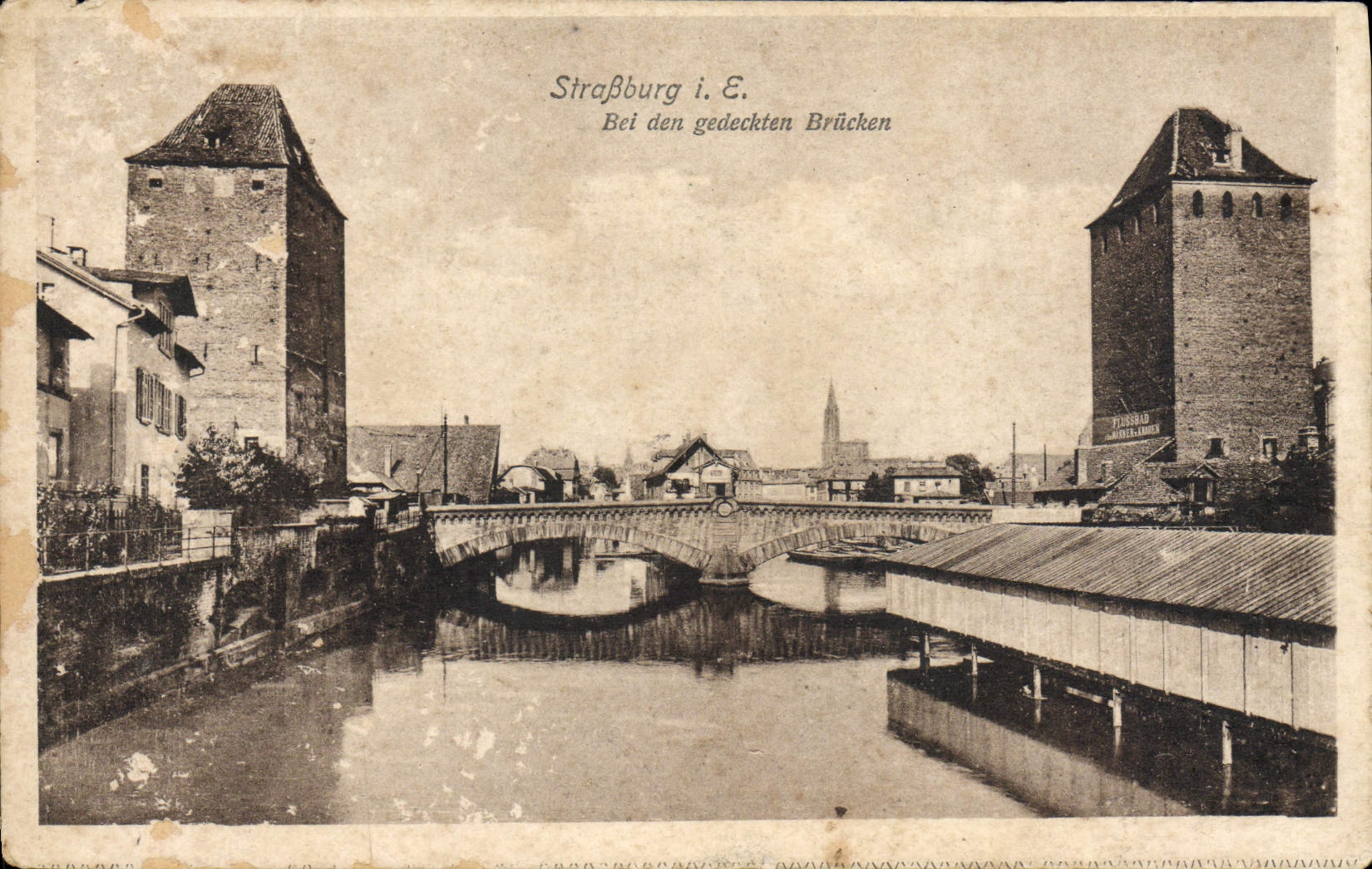 Guarida Gedeckten Brucken de Strabourg EIB de la POSTAL de la VENDIMIA