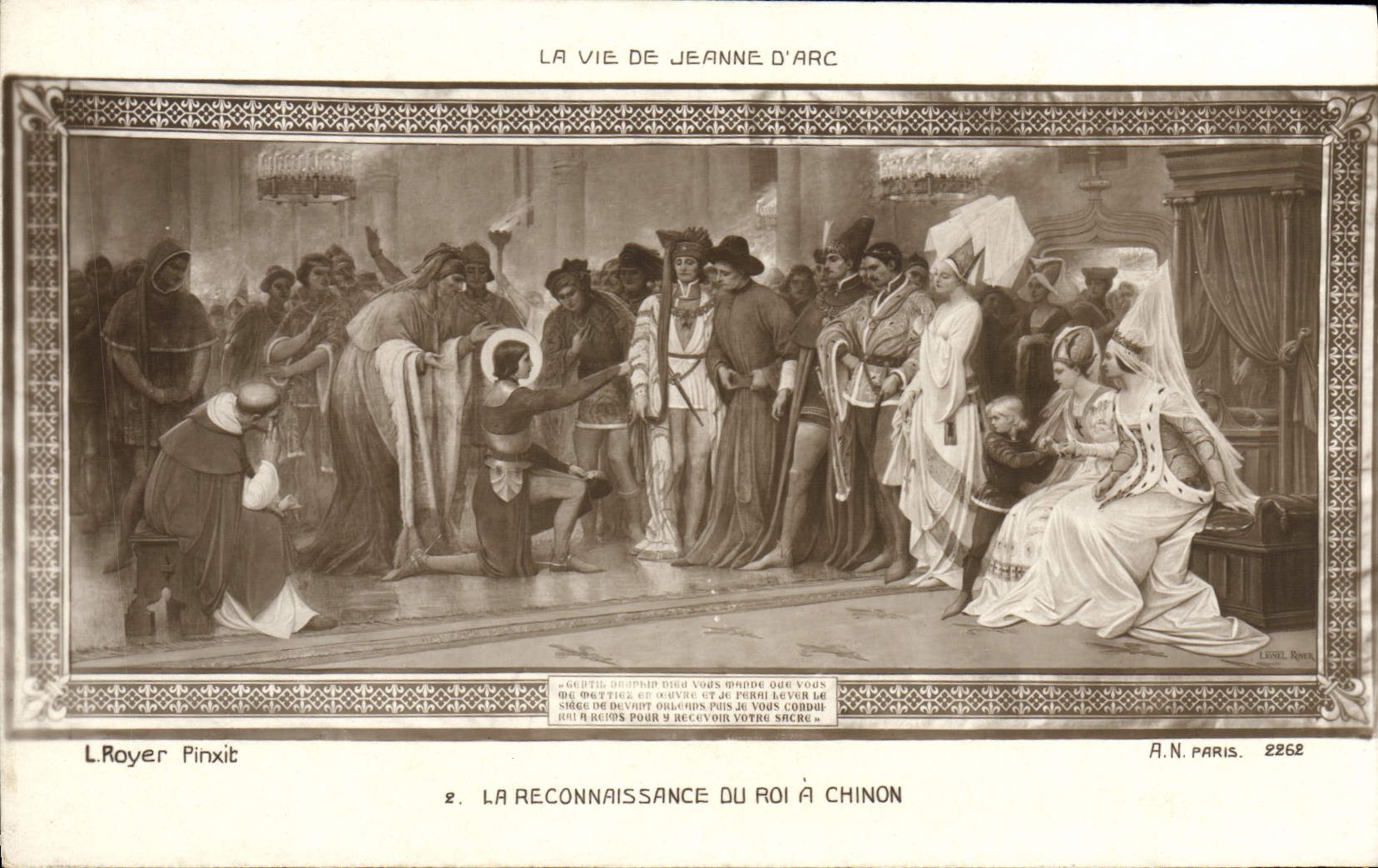VINTAGE POSTCARD the Recognition Of the King has Chinon the life of Jeanne of arc