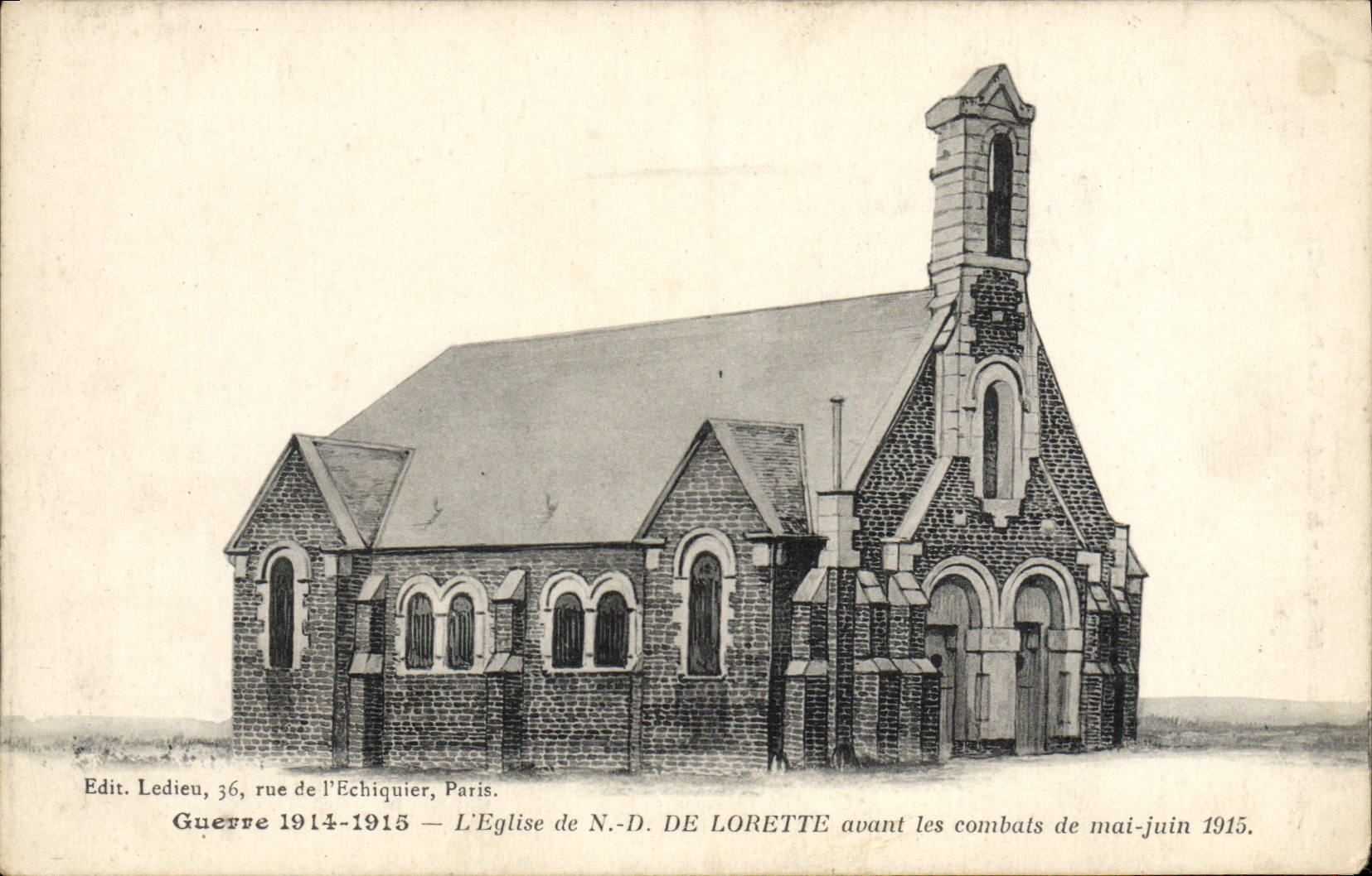CPA Lorette Avant Les Combats L'Eglise De Notre Dame Militaria