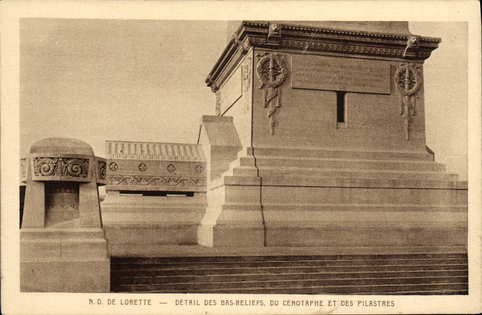 VINTAGE POSTCARD ND De Lorette Detail Of the Low Reliefs Of the Cenotaph And the Pilasters