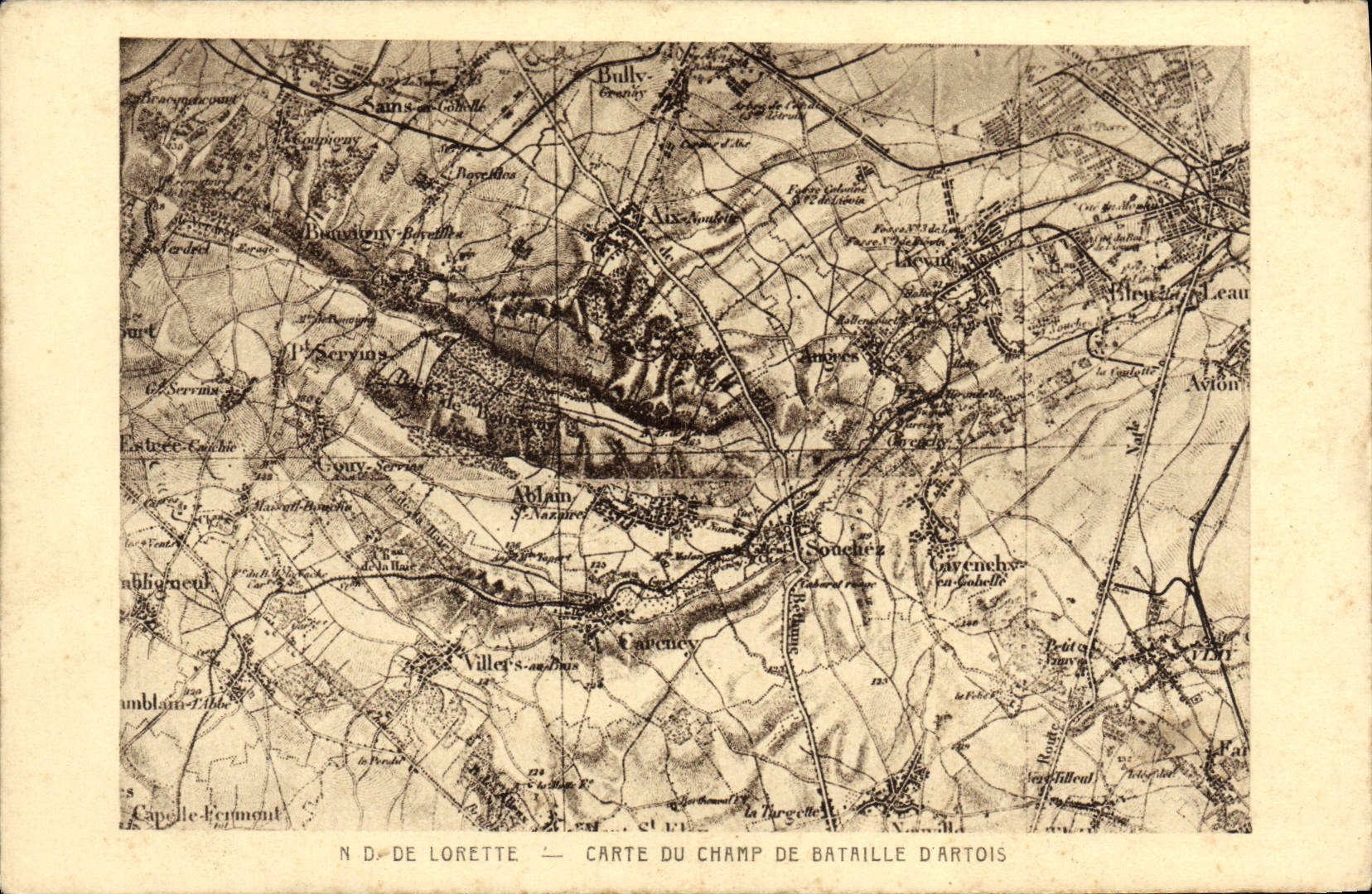 VINTAGE POSTCARD ND De Lorette Chart Of the Battle field of Artois