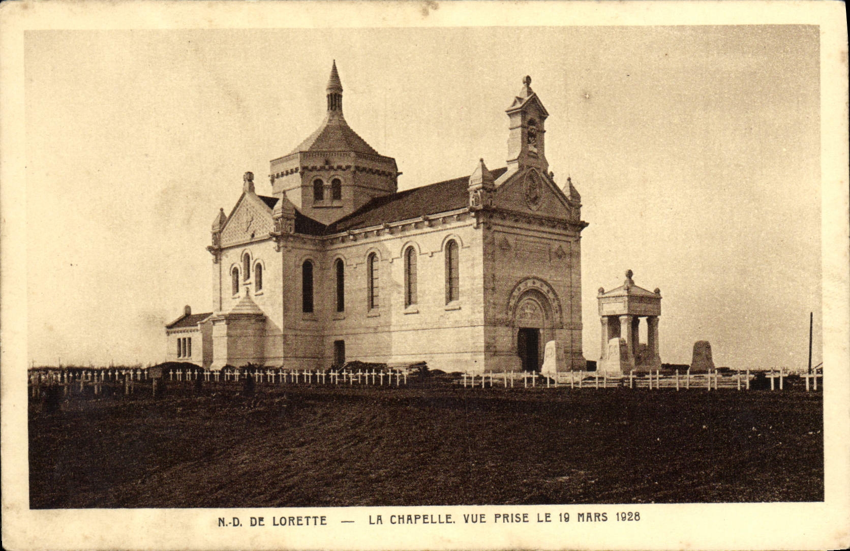 VINTAGE POSTCARD Notre Dame De Lorette La Chapelle Seen from on March 19th, 1926