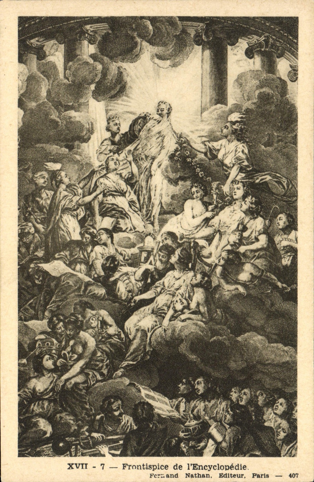 VINTAGE POSTCARD Frontispiece Of the Encyclopedia