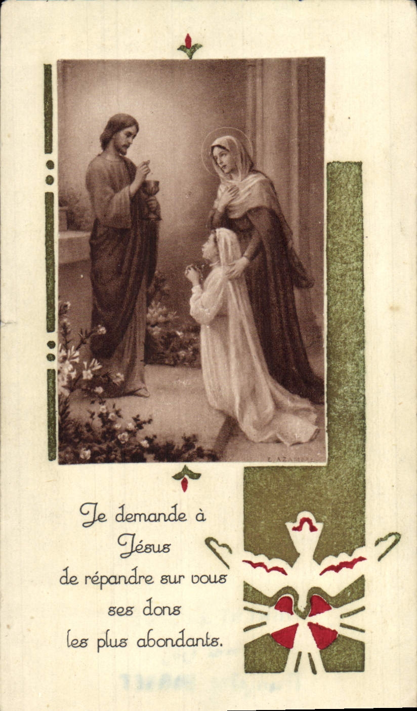 Image pieuse St Vincent de Lude 24 mai 1959 Fracnoise Borget