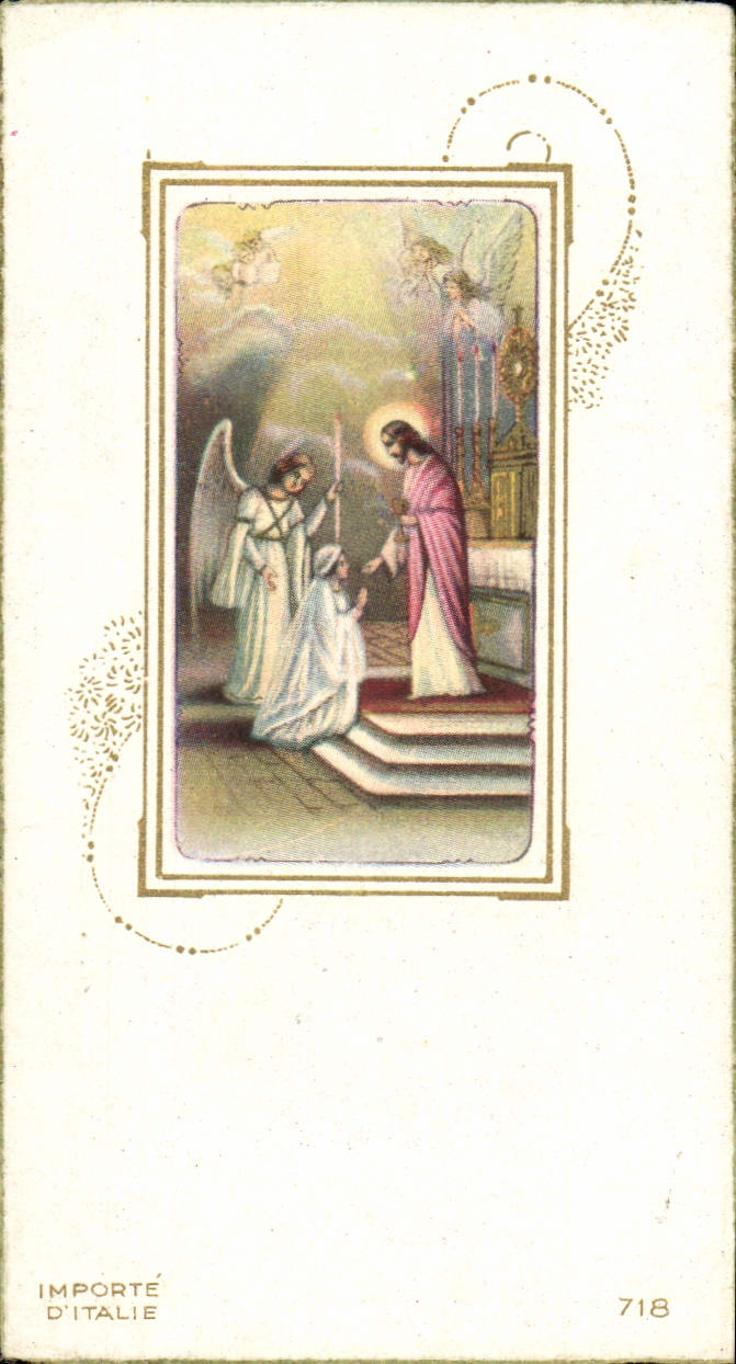 Holy picture Communion Notre Dame Church of the Wish Cherbourg June 5th, 1947 Micheline Feron